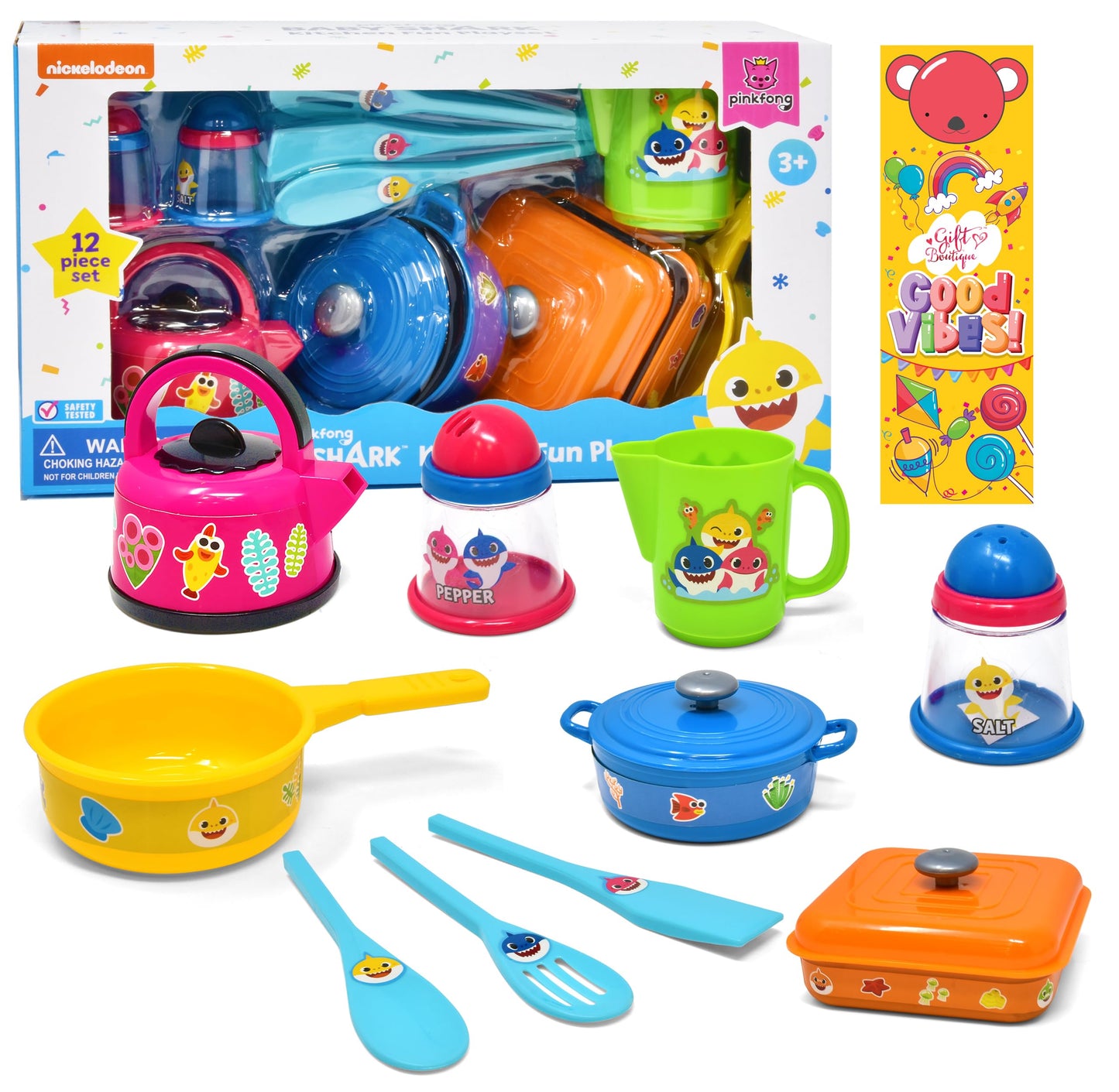 Baby Shark Pots and Pans Pretend Play Kitchen Set for Kids | Safe Toy Cooking