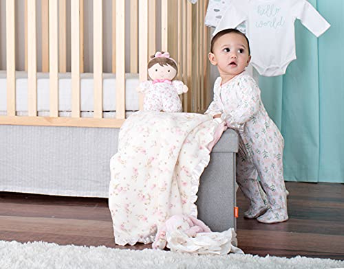 Baby Starters Little Me Jackie Plush Baby Doll – 9in Pink Vintage Rose with Rattle