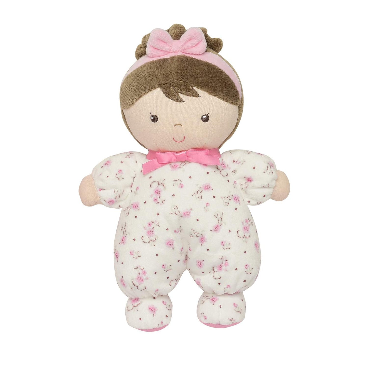 Baby Starters Little Me Jackie Plush Baby Doll – 9in Pink Vintage Rose with Rattle