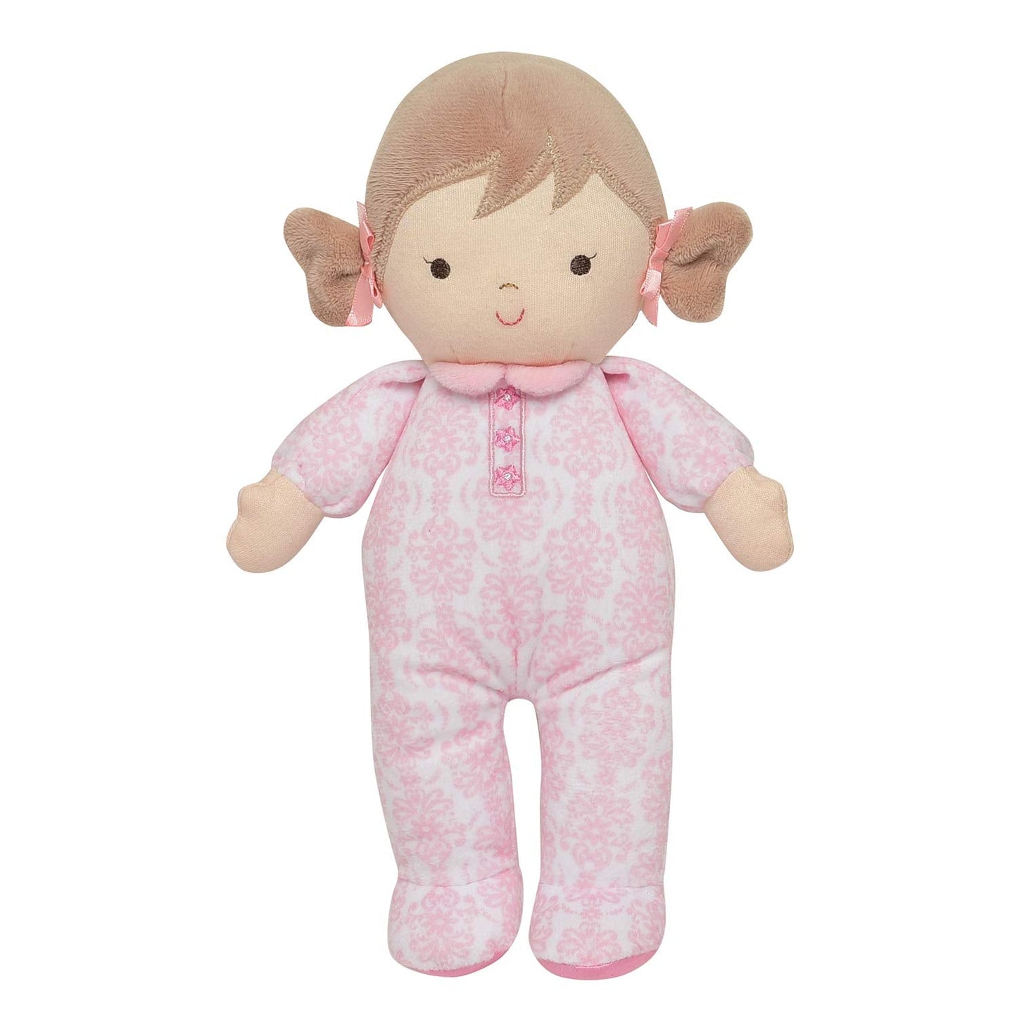 Baby Starters Little Me Plush Brigitte Doll with Rattle (11 inch) – Floral Pink Damask