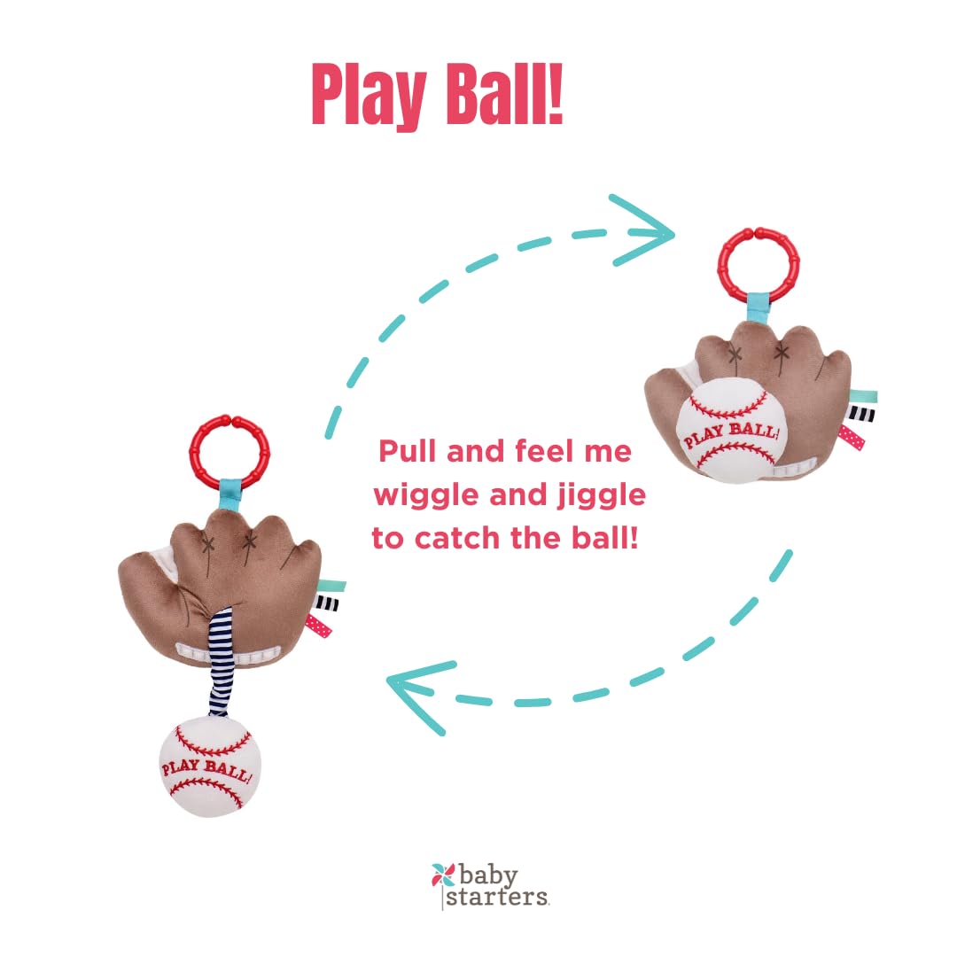 Baby Starters Magic Years Baseball Activity Toy — Pull & Jiggle Vibration, Rattle, Travel Hook (7 inch)