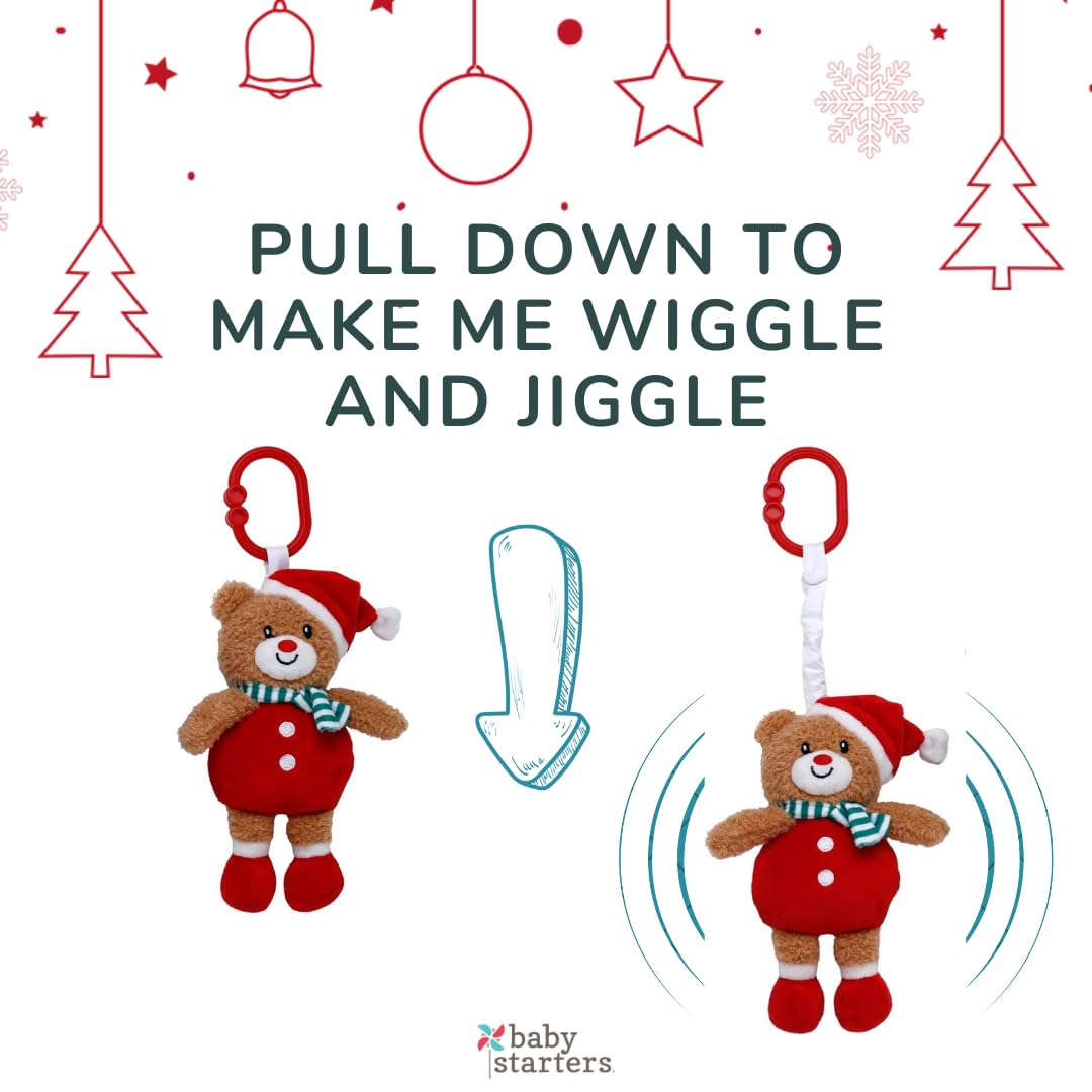 Baby Starters Magic Years Bear Chime Toy with Pull & Jiggle Vibration – 9 inch, Christmas Red