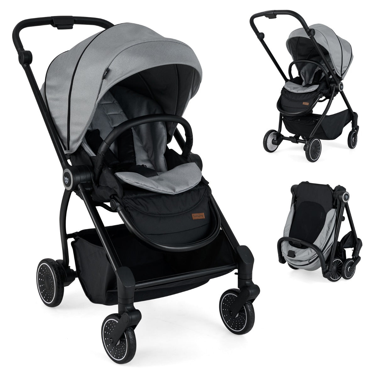 Baby Stroller with Reversible Seat Foldable Infant Pram Stroller-Black