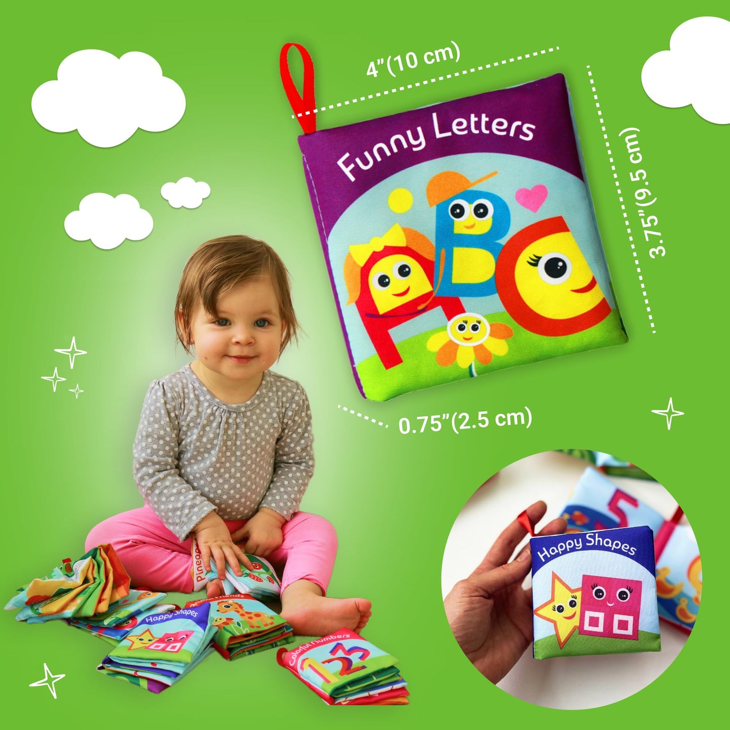 BabyBibi Cloth Books for Babies (Set of 6) – Soft, Durable Books with Crinkle Paper