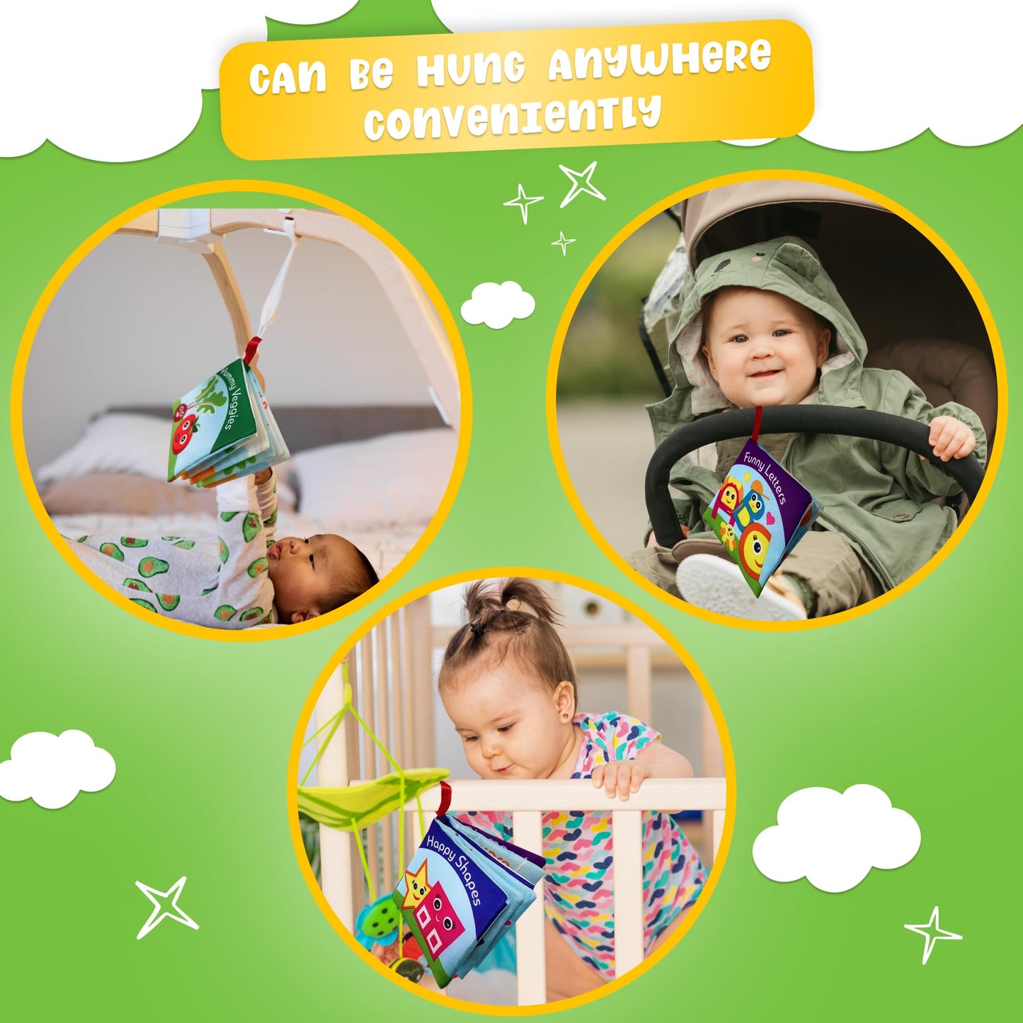 BabyBibi Cloth Books for Babies (Set of 6) – Soft, Durable Books with Crinkle Paper