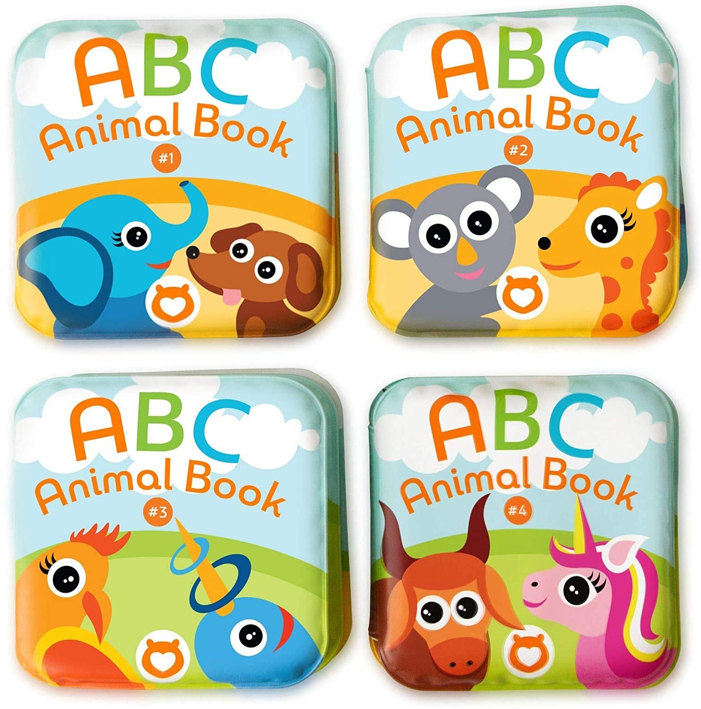 BabyBibi Floating Bath Books – ABC Animals (Set of 4) Waterproof Toddler Bath Toys