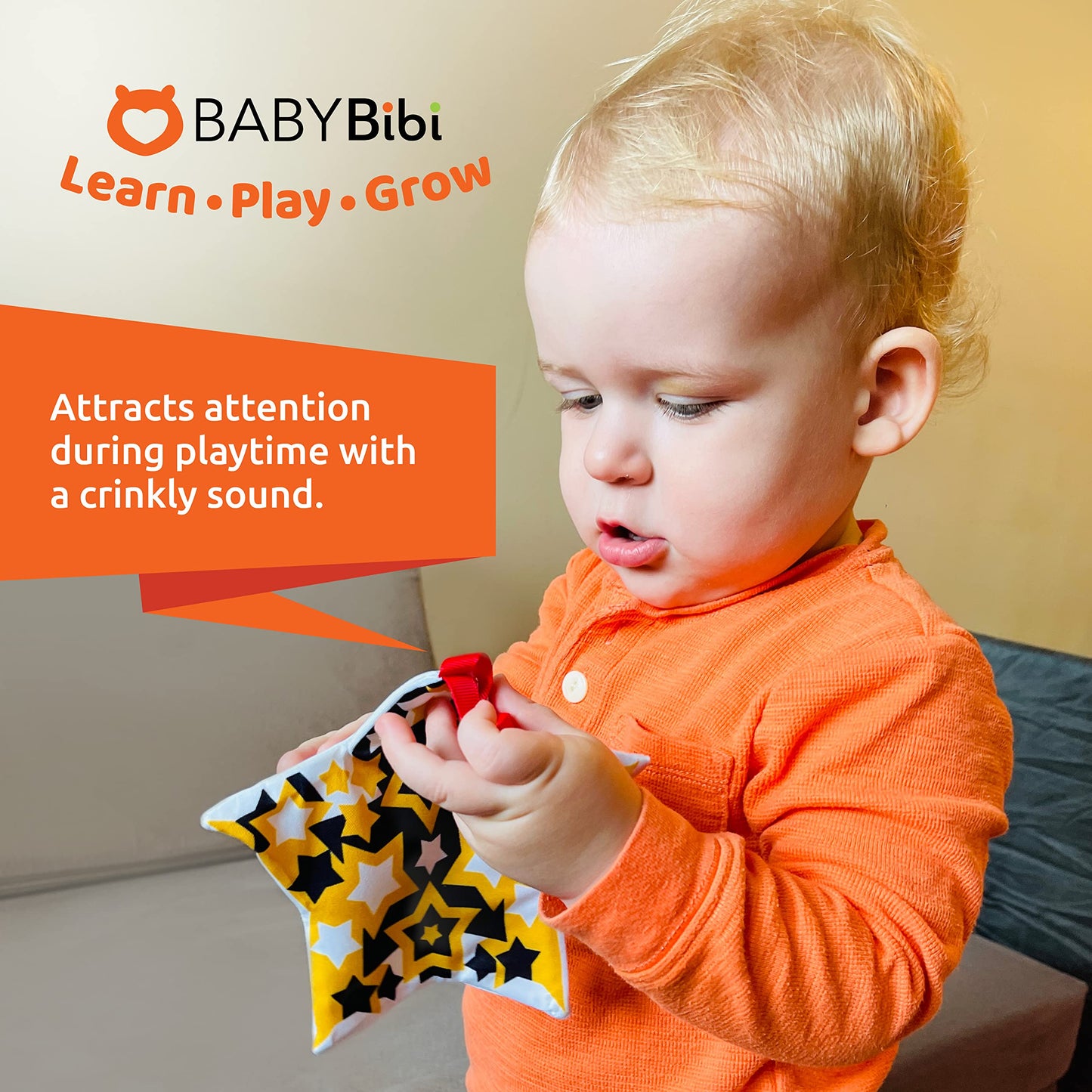BabyBibi High Contrast Crinkle Shapes – Visual Development Sensory Toy