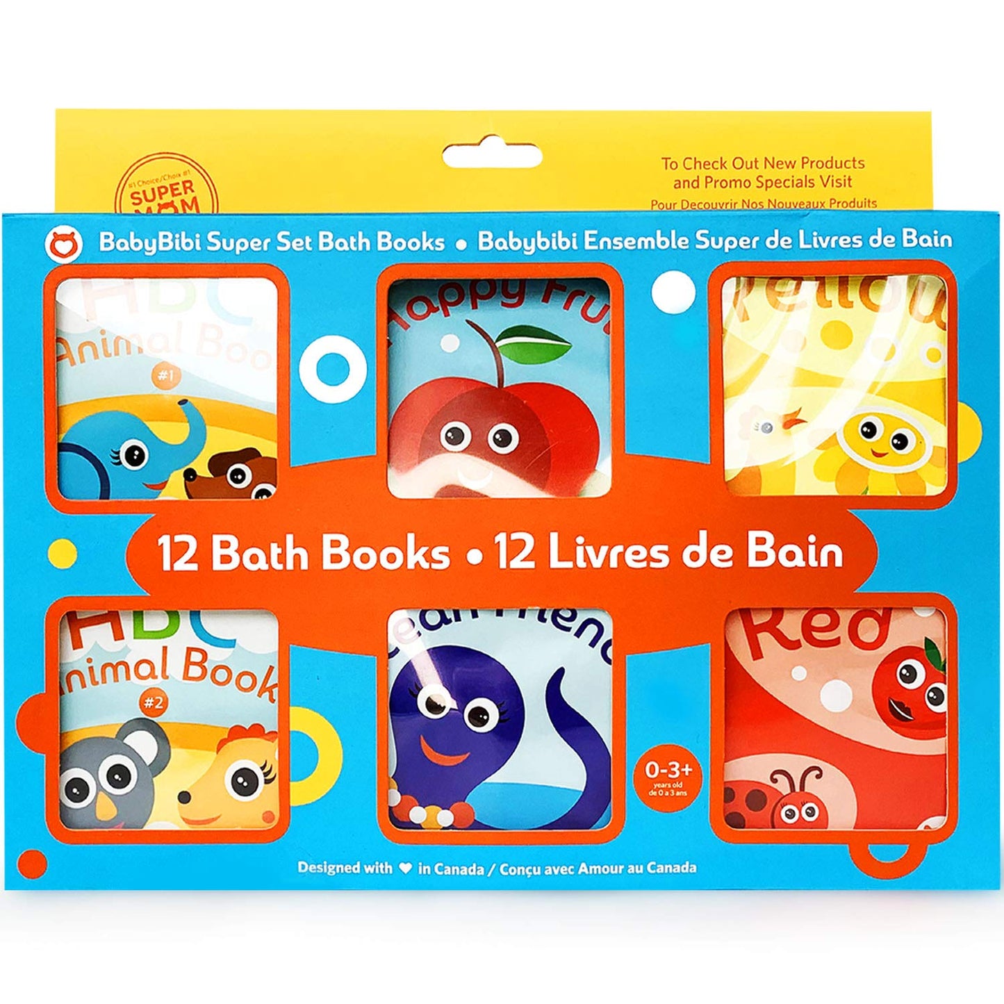 BabyBibi Super Bath Book Set 12 – Fruits, Ocean Friends, ABC & Numbers