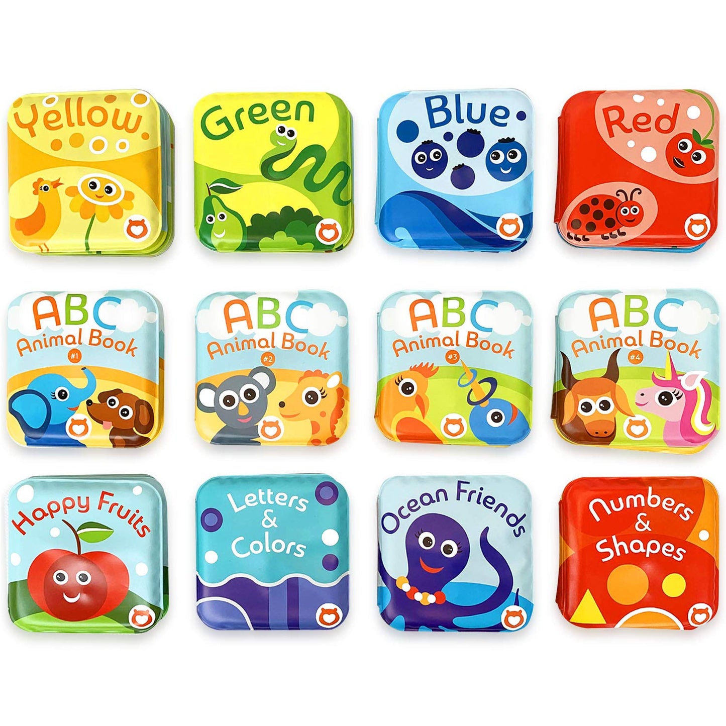 BabyBibi Super Bath Book Set 12 – Fruits, Ocean Friends, ABC & Numbers
