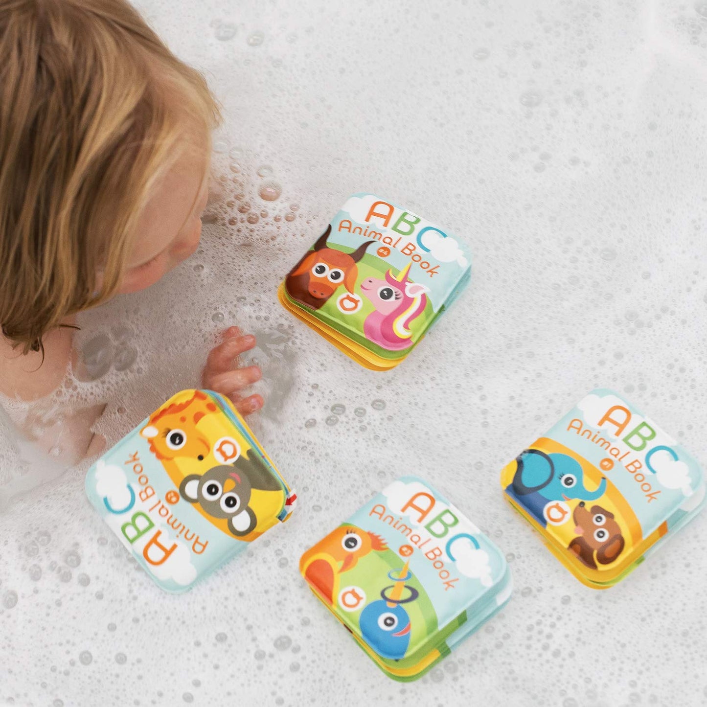 BabyBibi Floating Bath Books – ABC Animals (Set of 4) Waterproof Toddler Bath Toys