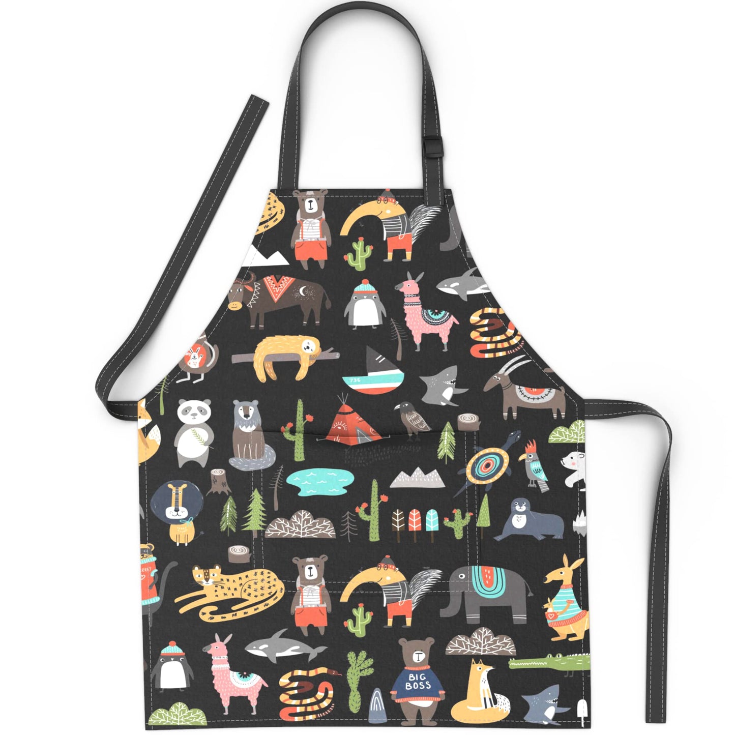 BABYBOET Kids Aprons with Pocket – Adjustable Animal World Toddler Apron