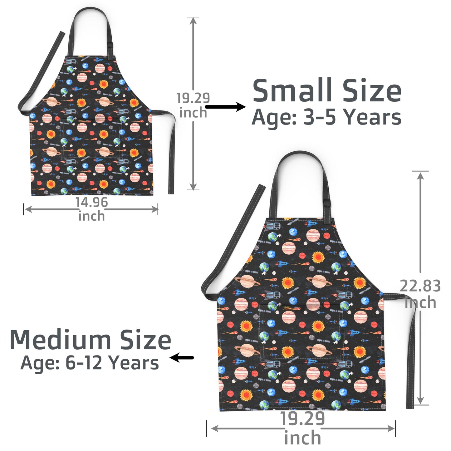 BABYBOET Kids Aprons – Adjustable Cotton Toddler Apron, Cosmic Collection