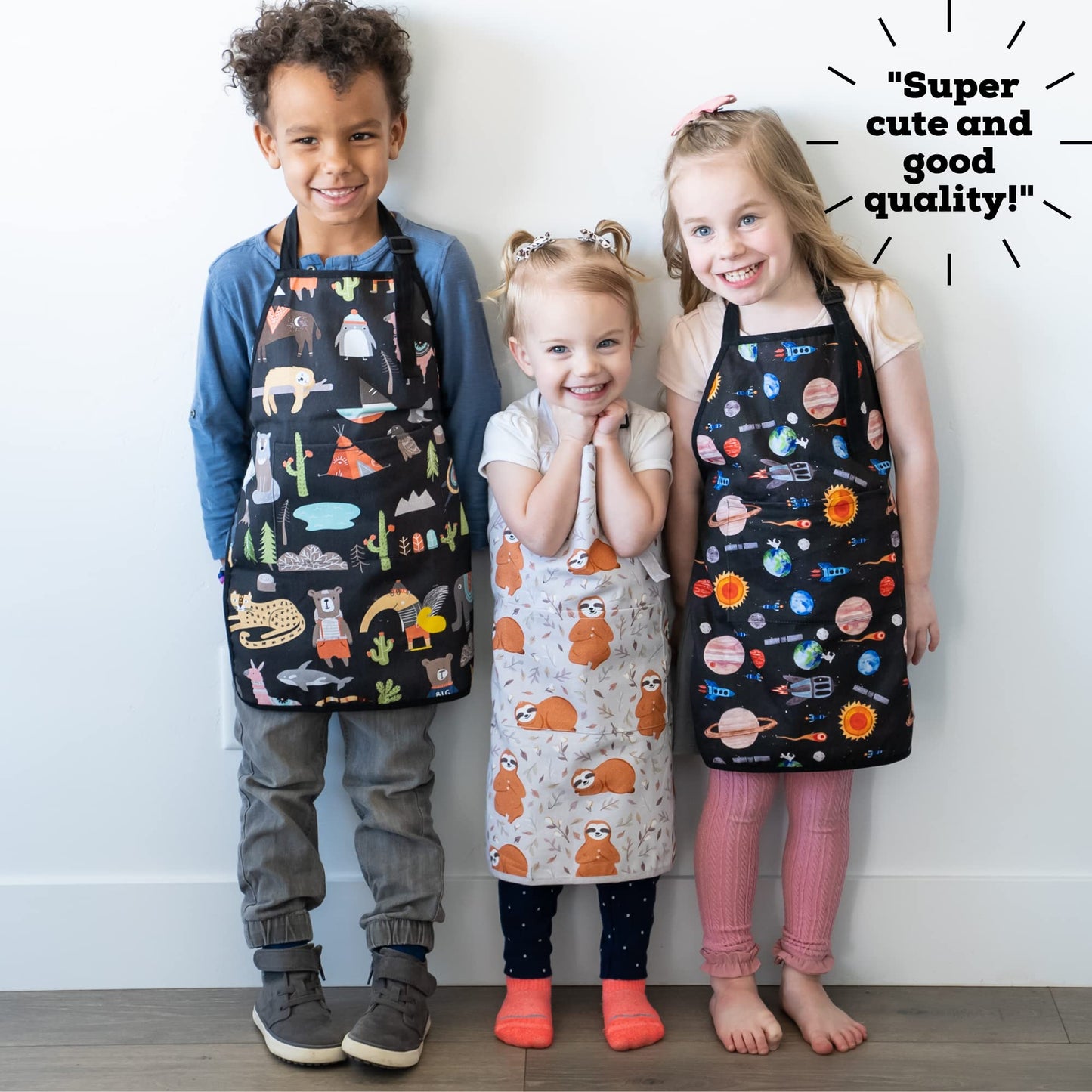 BABYBOET Kids Apron 3-5 yrs – Dinos Alphabet Print, Adjustable Neck, Pocket
