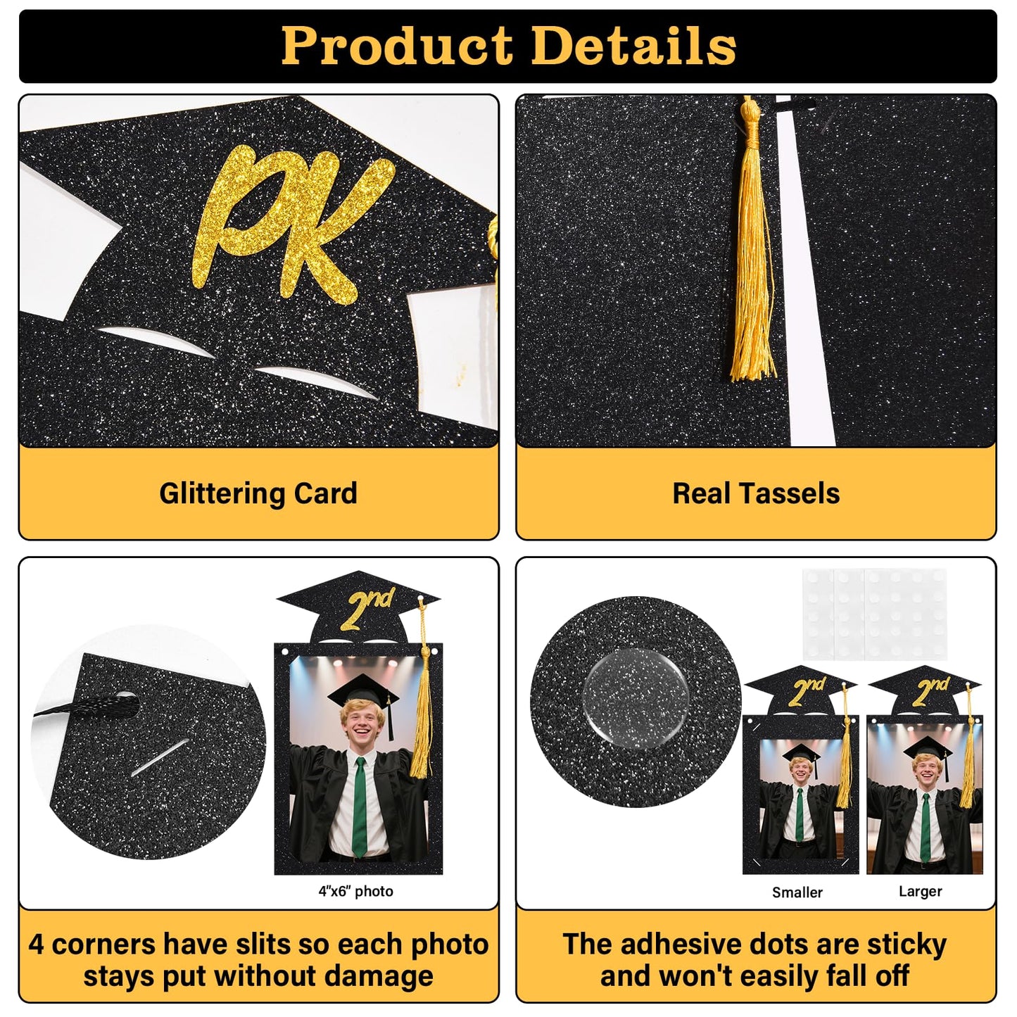 Babycop 2026 High School Graduation Banner – 9.8ft, 14 Photo Slots, Glitter Tassels