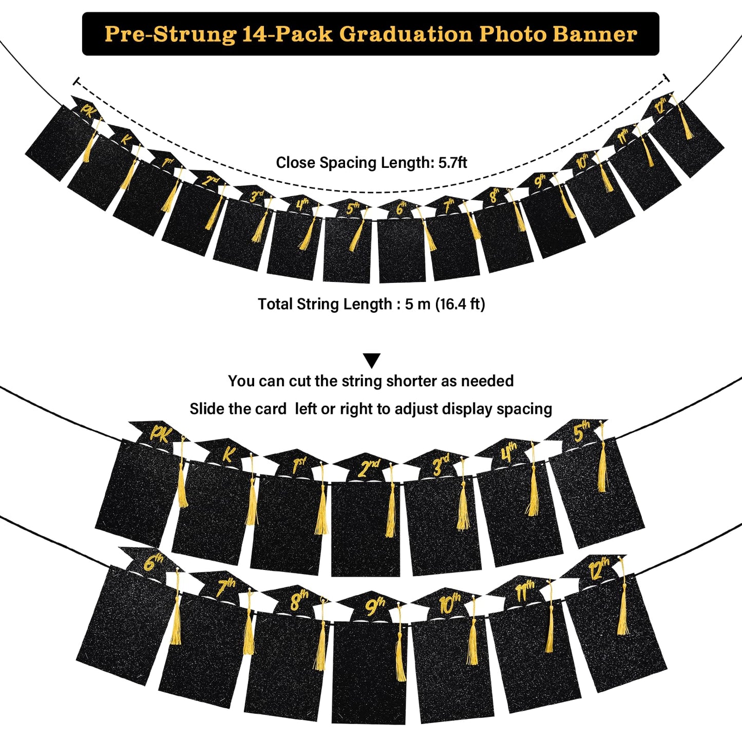 Babycop 2026 High School Graduation Banner – 9.8ft, 14 Photo Slots, Glitter Tassels