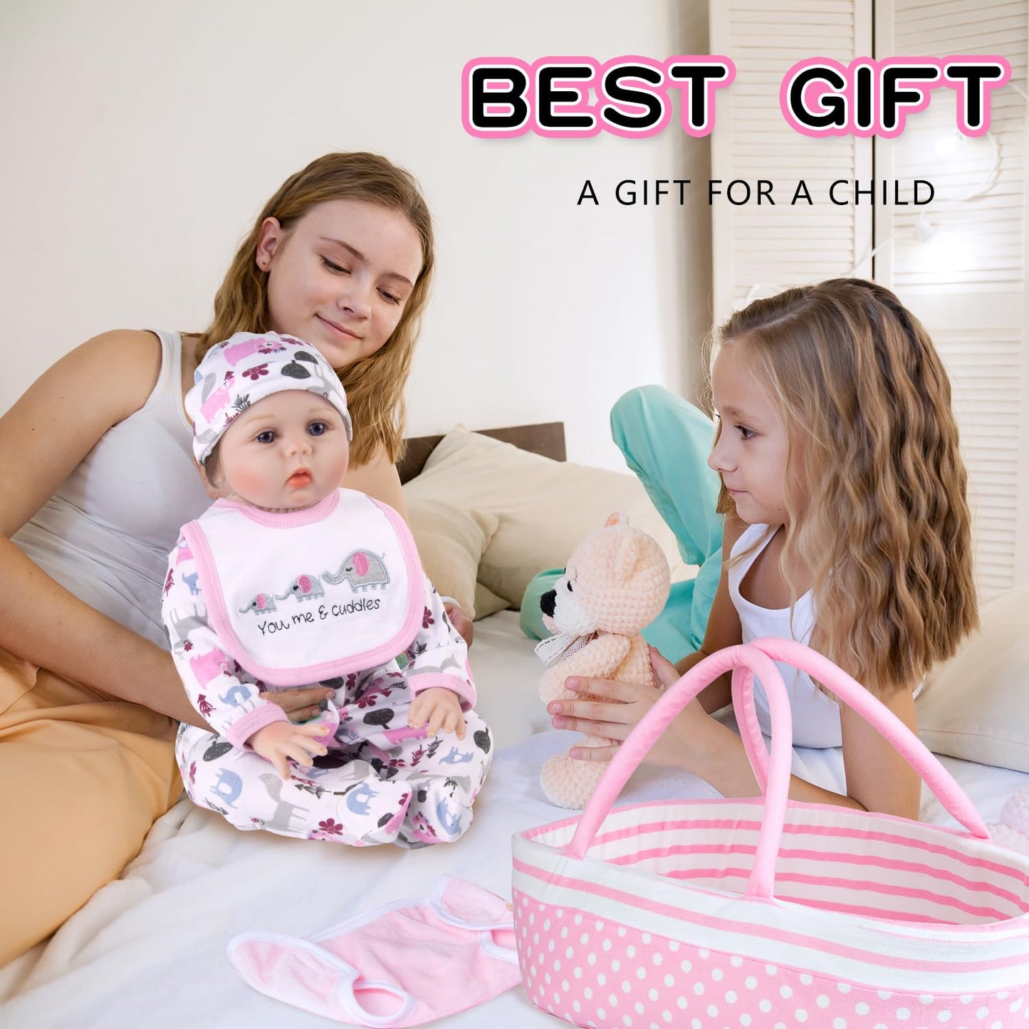 Babyfere 10-Piece Reborn Doll Clothes & Accessories Set - Pink Animal Print (17-22 Inch Dolls)