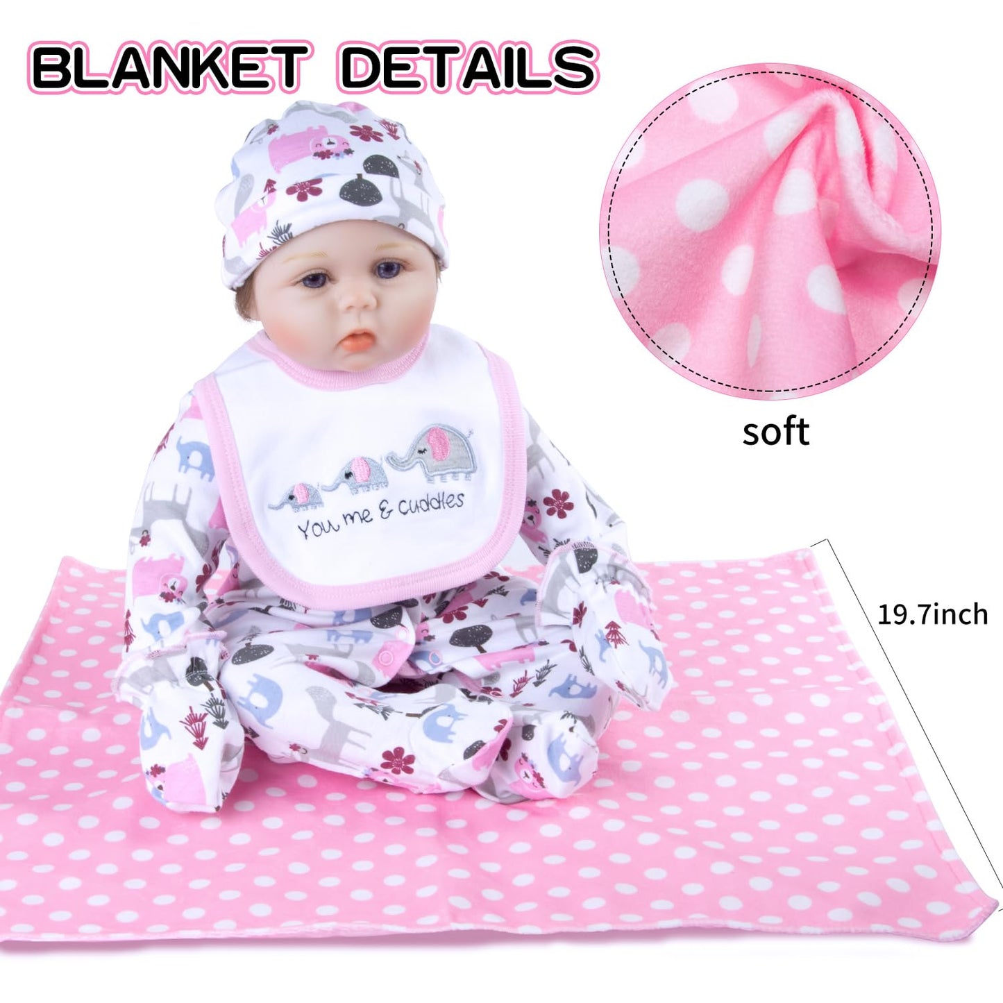 Babyfere 10-Piece Reborn Doll Clothes & Accessories Set - Pink Animal Print (17-22 Inch Dolls)