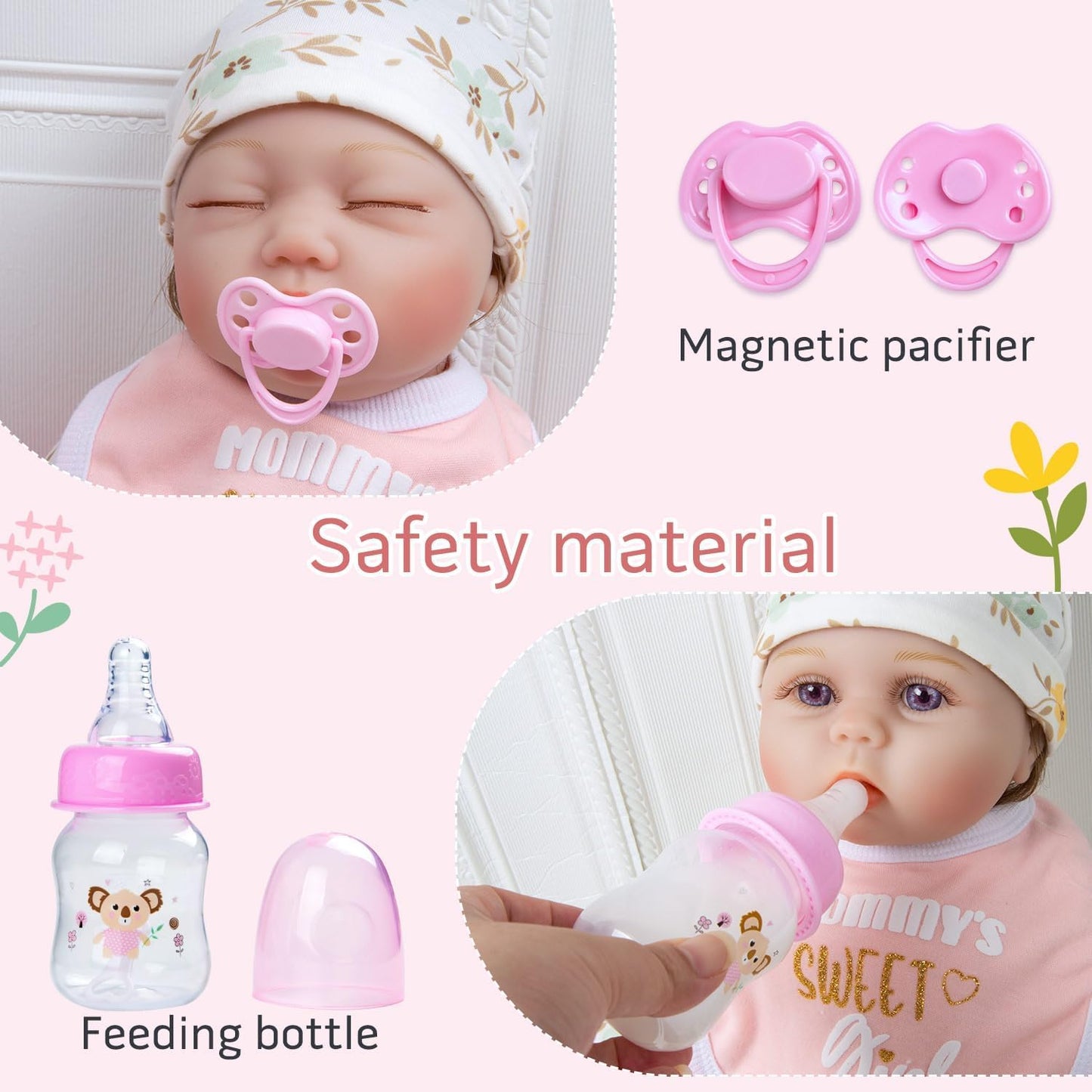 Babyfere 13-Pcs Reborn Doll Clothes Set with Bassinet, Pacifier & Diapers for 17-22 Inch Dolls