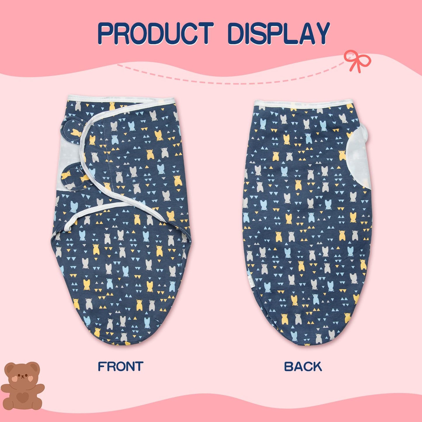 Babyfere Reborn Doll Blanket Set – Soft Blue Bear 2pc for 17-22 Inch Dolls