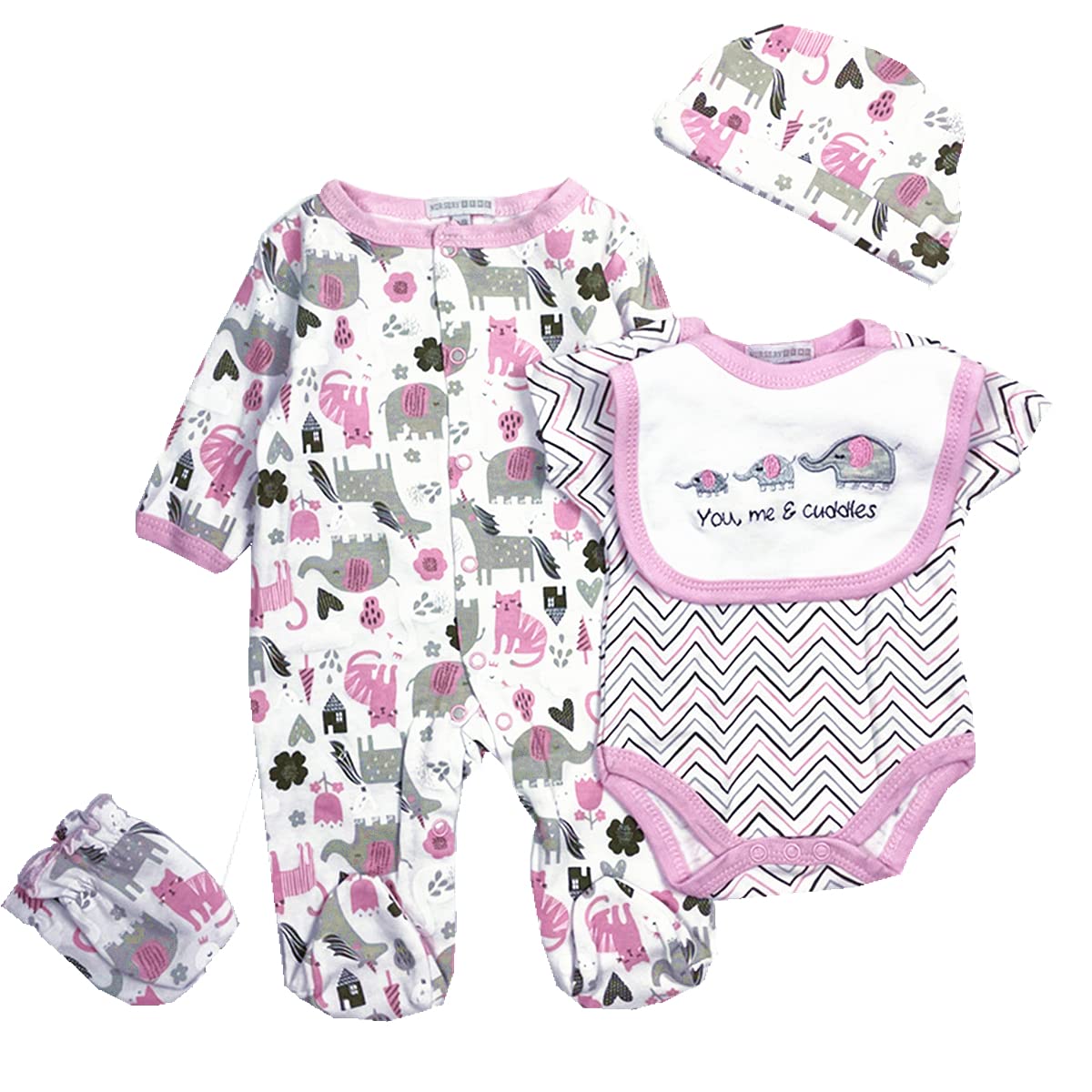 Babyfere Reborn Doll Clothes Set 18-22 Inch | Elephants 5-Piece Outfit