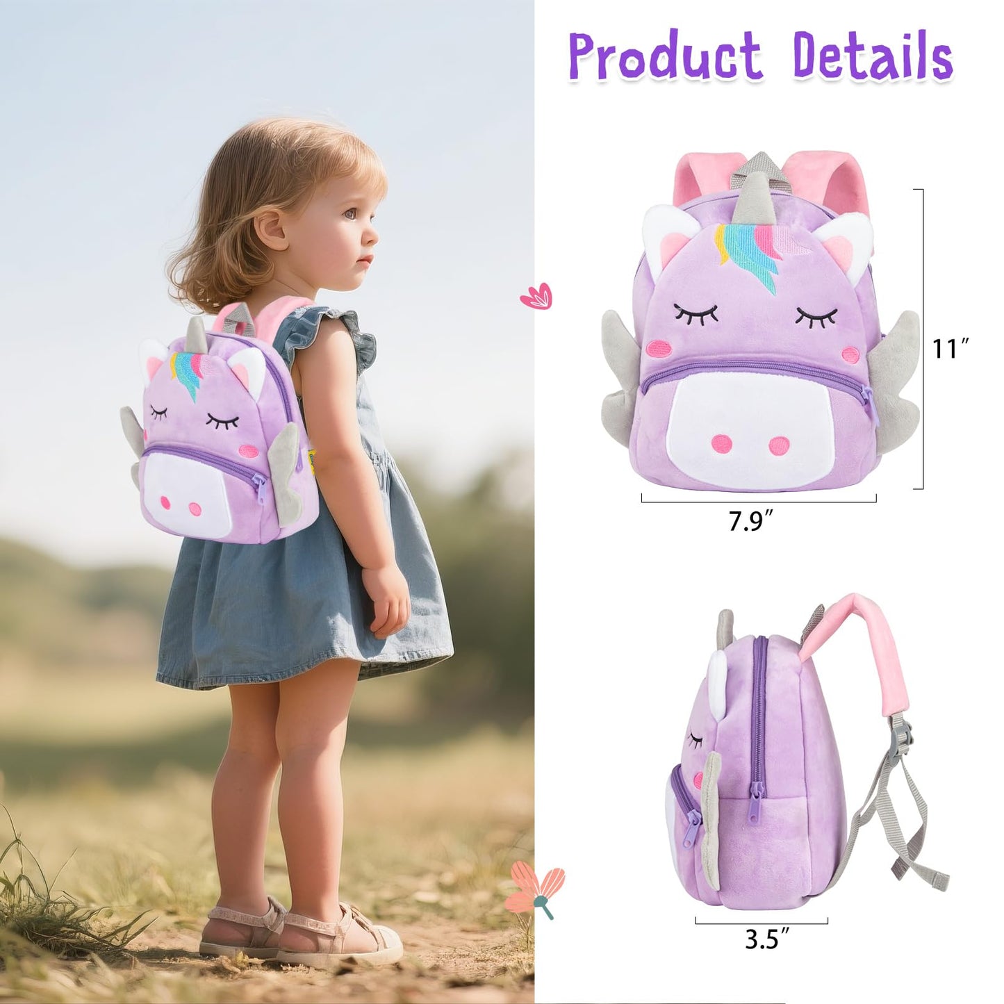 Babyfere 12 Pcs Reborn Doll Clothes Set with Purple Unicorn Backpack for 20-22 Inch Dolls