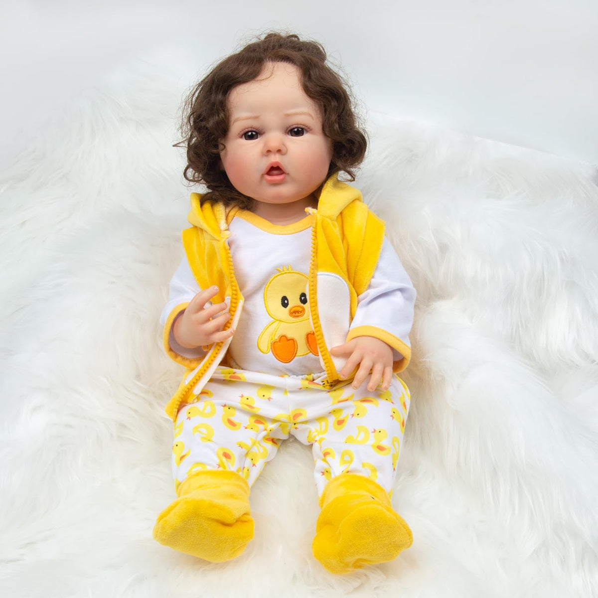 Babyfere Yellow Duck 4-Piece Outfit Set for 16-18 Inch Reborn Dolls