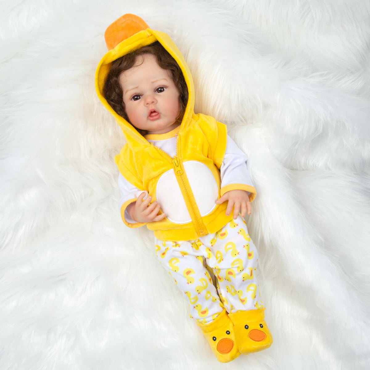 Babyfere Yellow Duck 4-Piece Outfit Set for 16-18 Inch Reborn Dolls