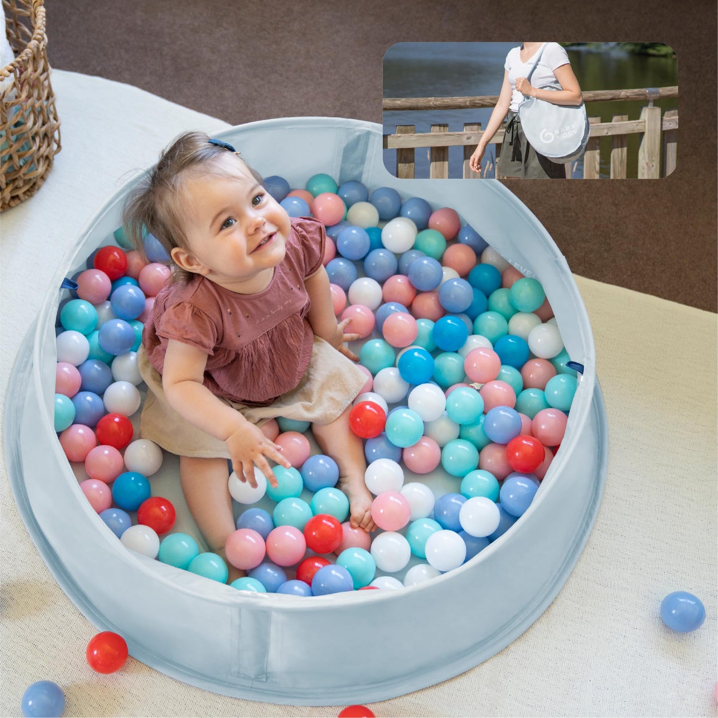 Babymoov Aquani 3-in-1 Pop Up Tent, Kiddie Pool & Play Area – Marine