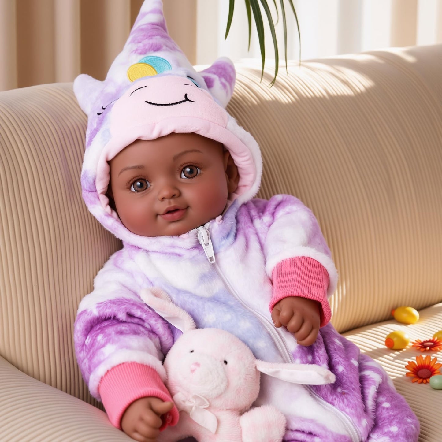 BABESIDE Black 15-Inch Realistic Baby Doll with Accessories – Soft Body, Gift-Ready