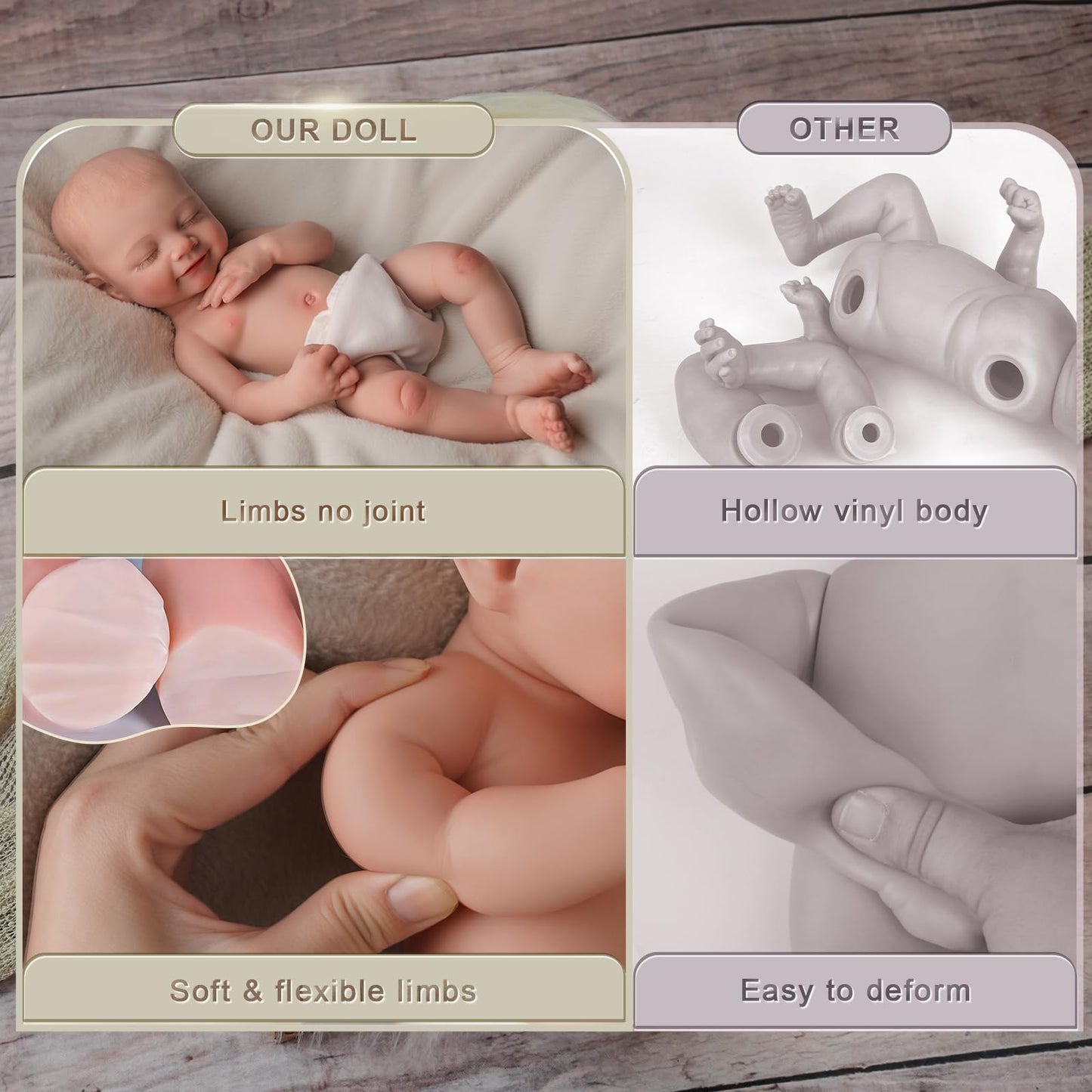 BABESIDE Lifelike Reborn Doll 16'' – Platinum Silicone, Realistic Newborn Girl