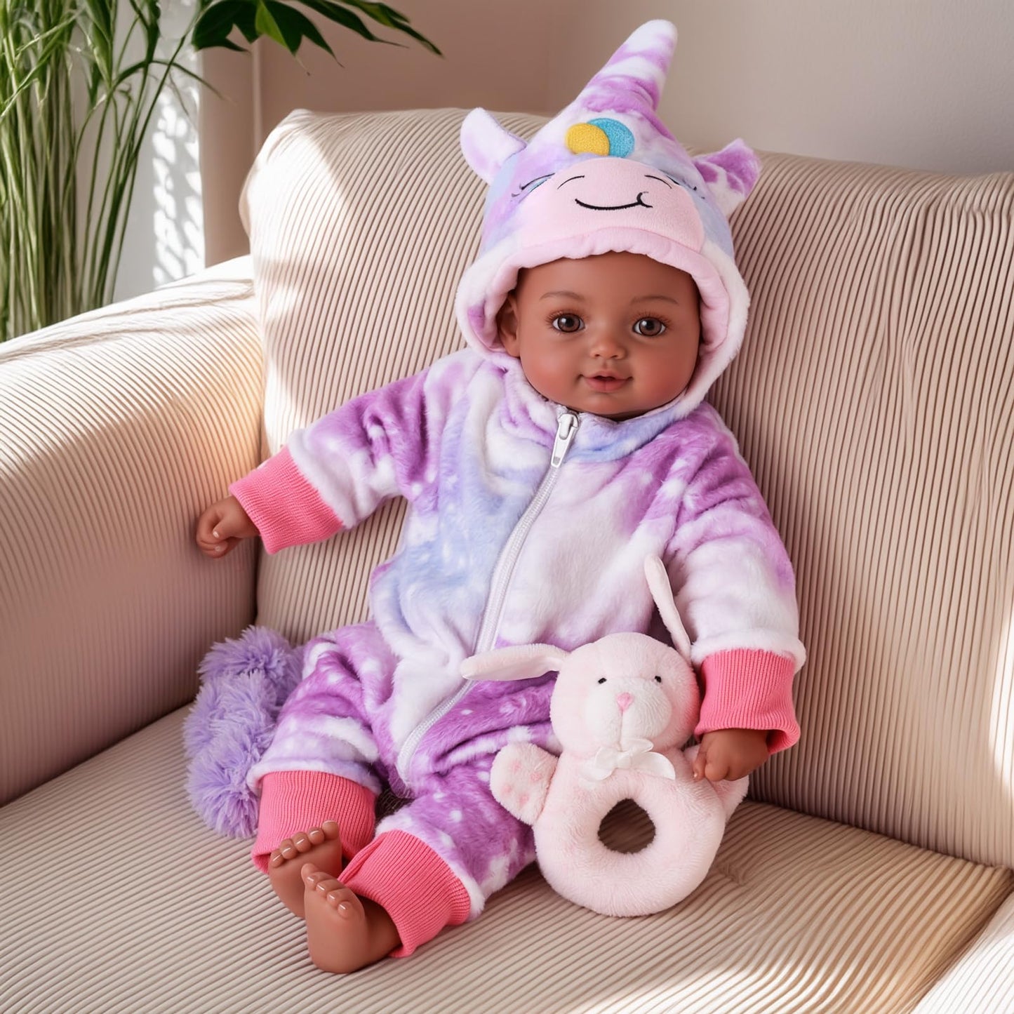 BABESIDE Black 15-Inch Realistic Baby Doll with Accessories – Soft Body, Gift-Ready
