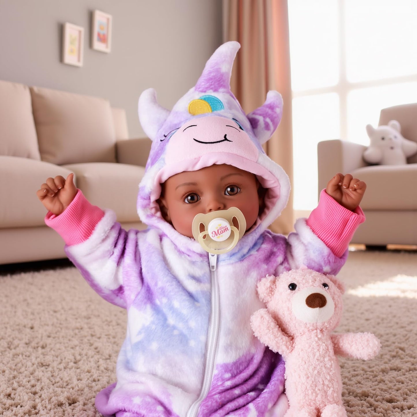 BABESIDE Black 15-Inch Realistic Baby Doll with Accessories – Soft Body, Gift-Ready