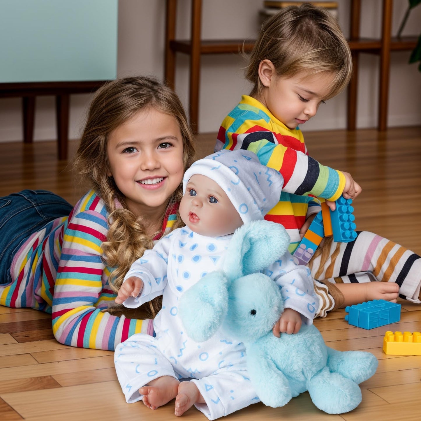 BABESIDE 8-Piece Reborn Doll Accessories Set with Bassinet for 17–22 Inch Dolls