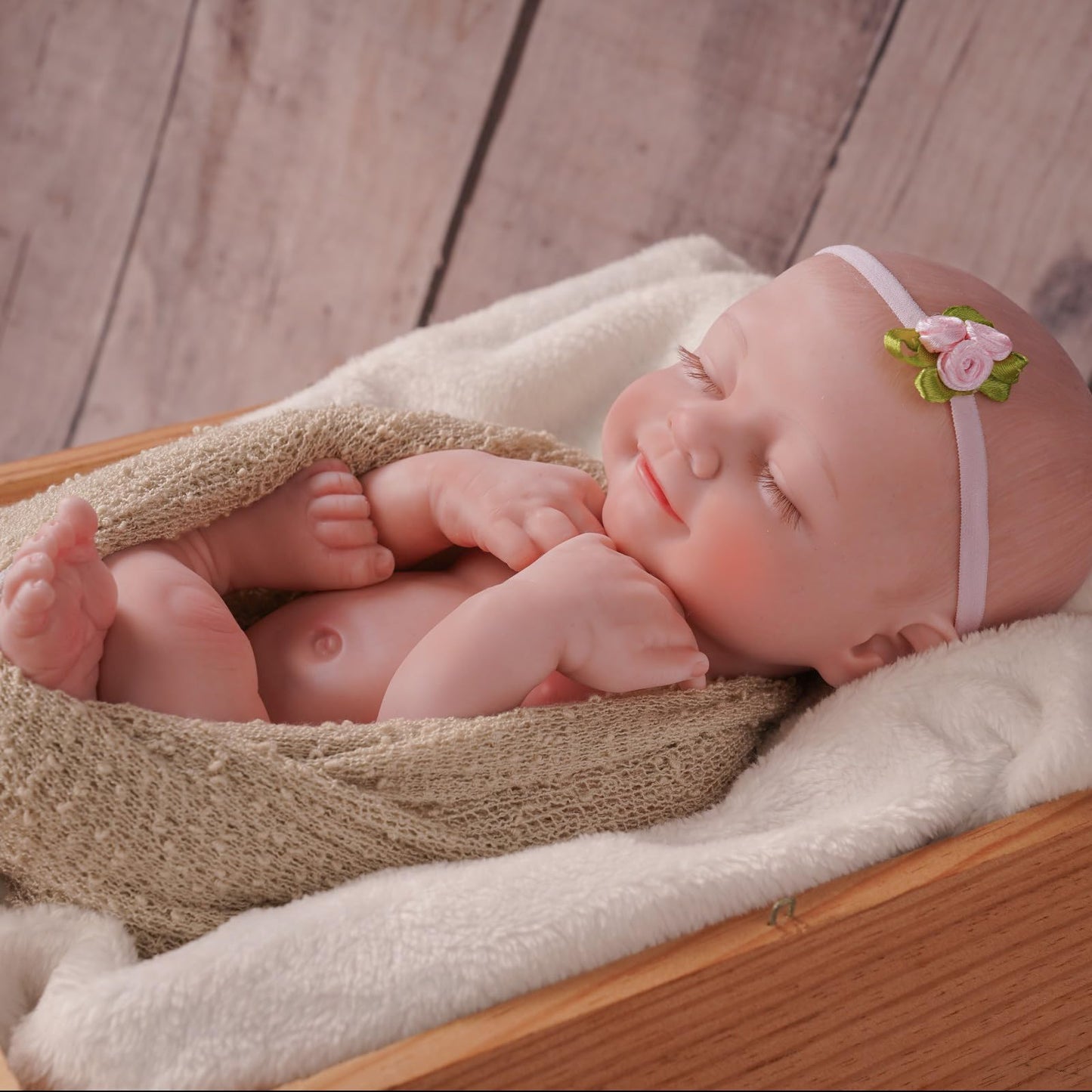 BABESIDE Lifelike Reborn Doll 16'' – Platinum Silicone, Realistic Newborn Girl