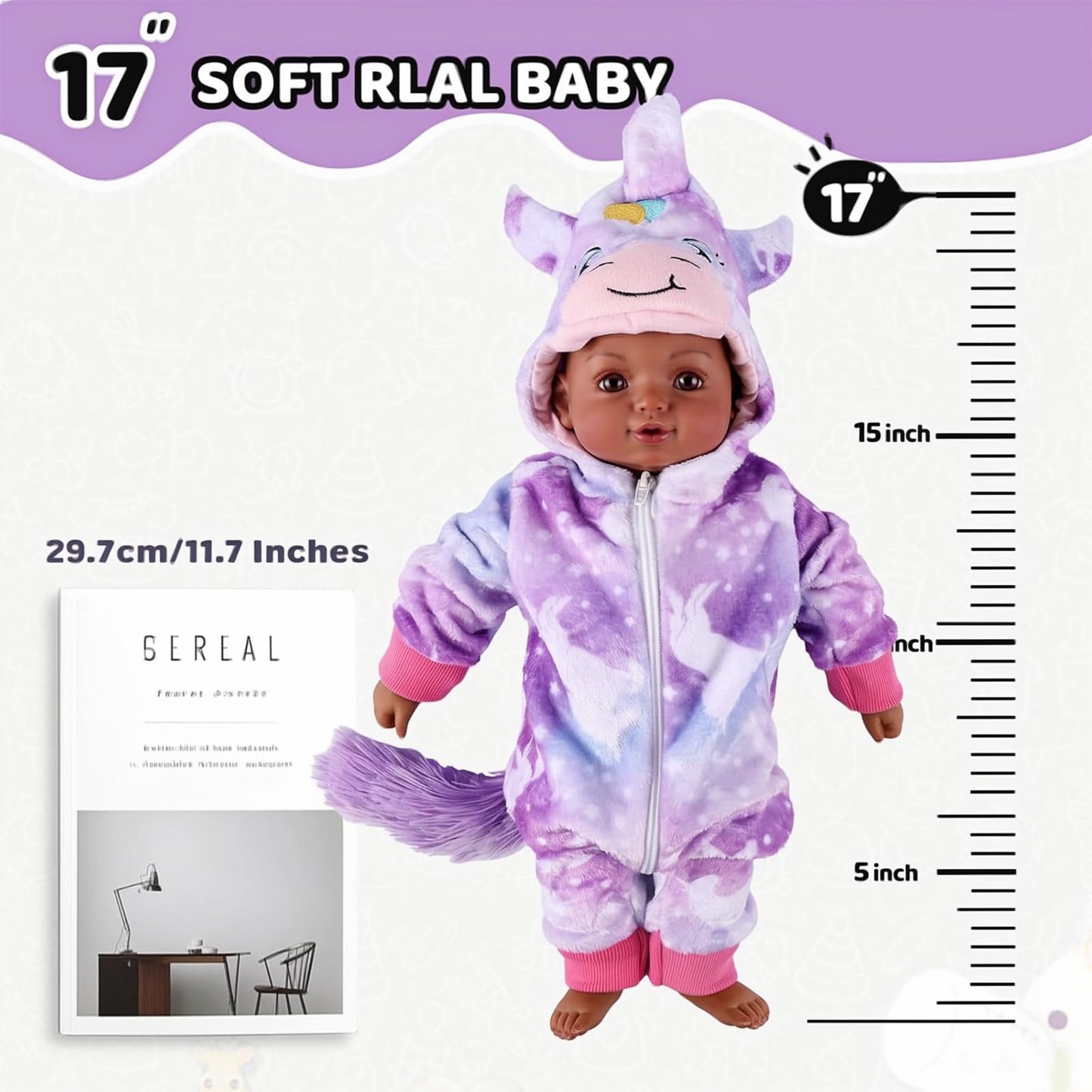 BABESIDE Black 15-Inch Realistic Baby Doll with Accessories – Soft Body, Gift-Ready