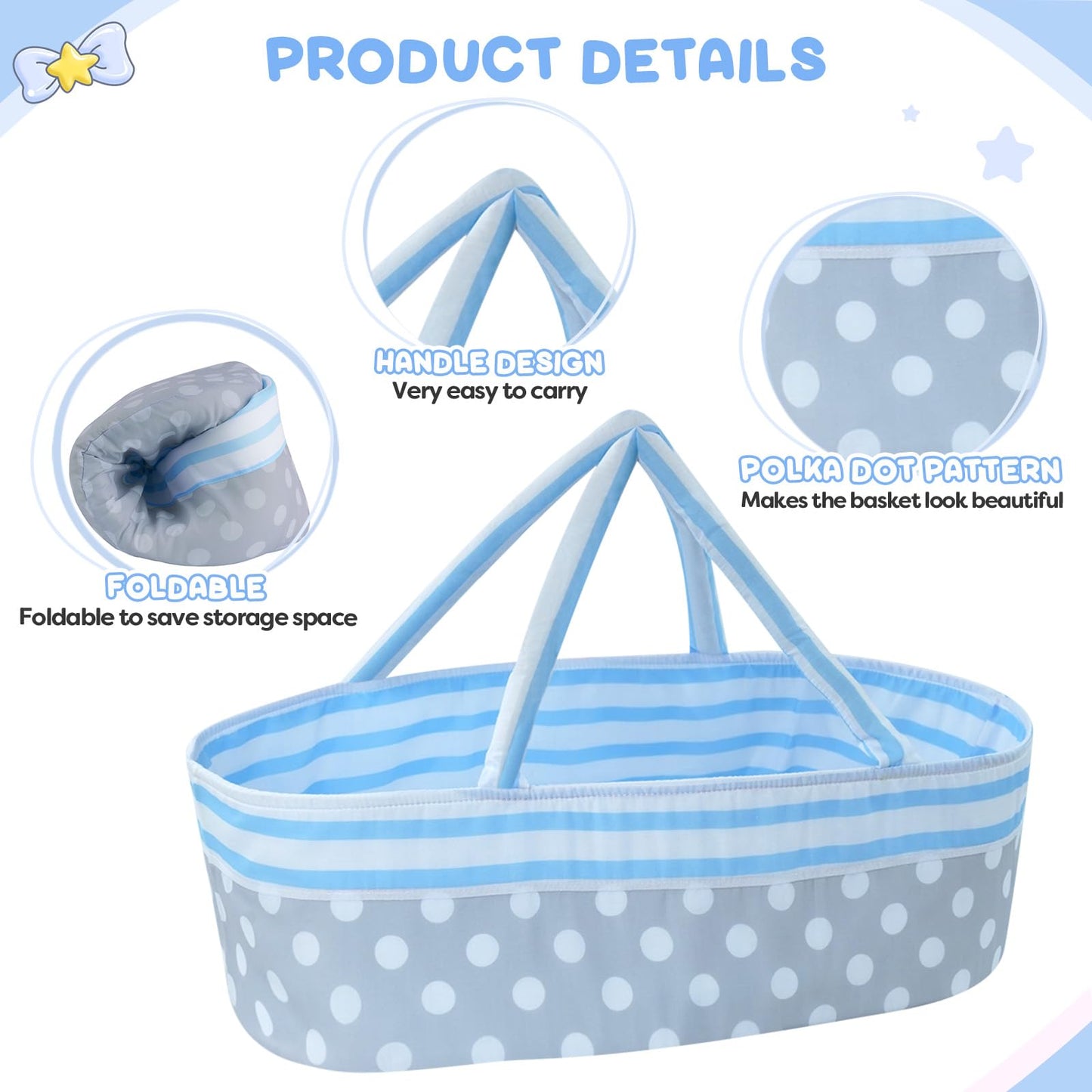 BABESIDE 8-Piece Reborn Doll Accessories Set with Bassinet for 17–22 Inch Dolls
