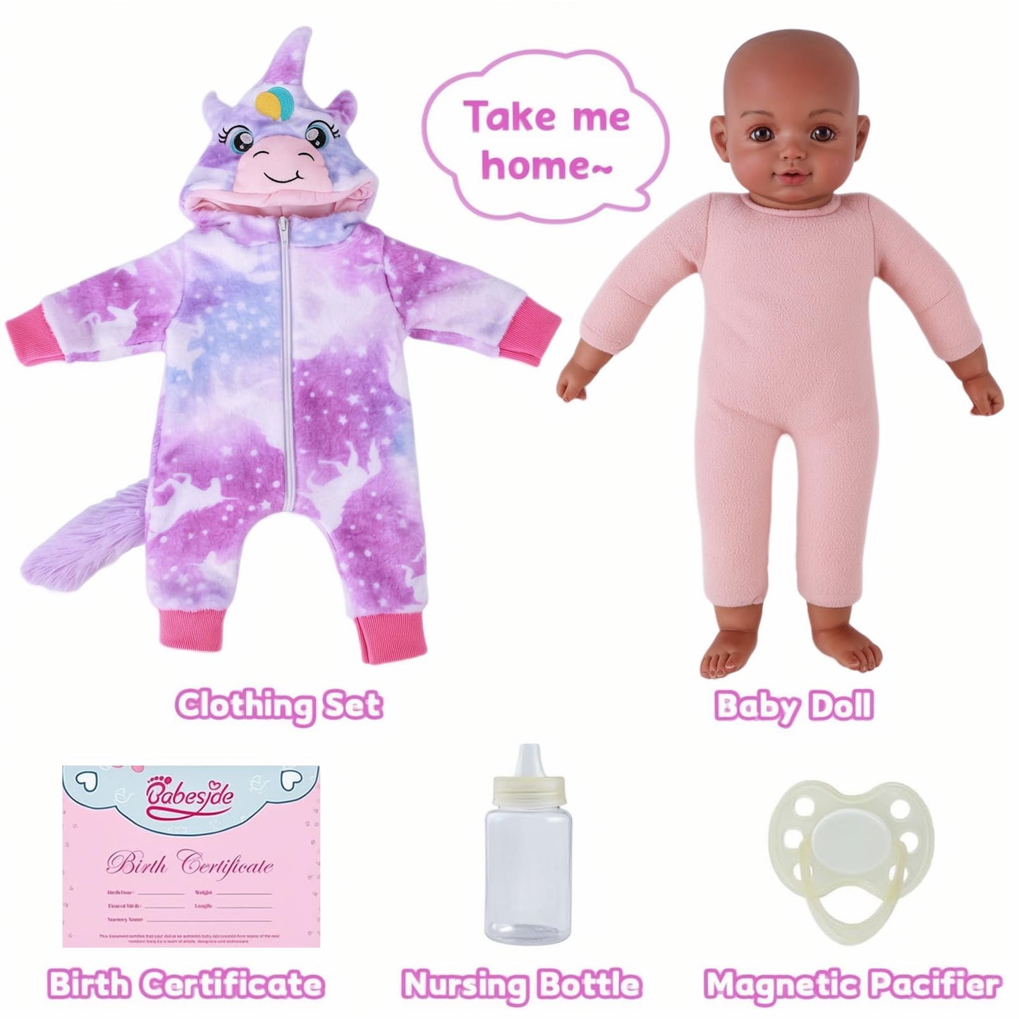 BABESIDE Black 15-Inch Realistic Baby Doll with Accessories – Soft Body, Gift-Ready