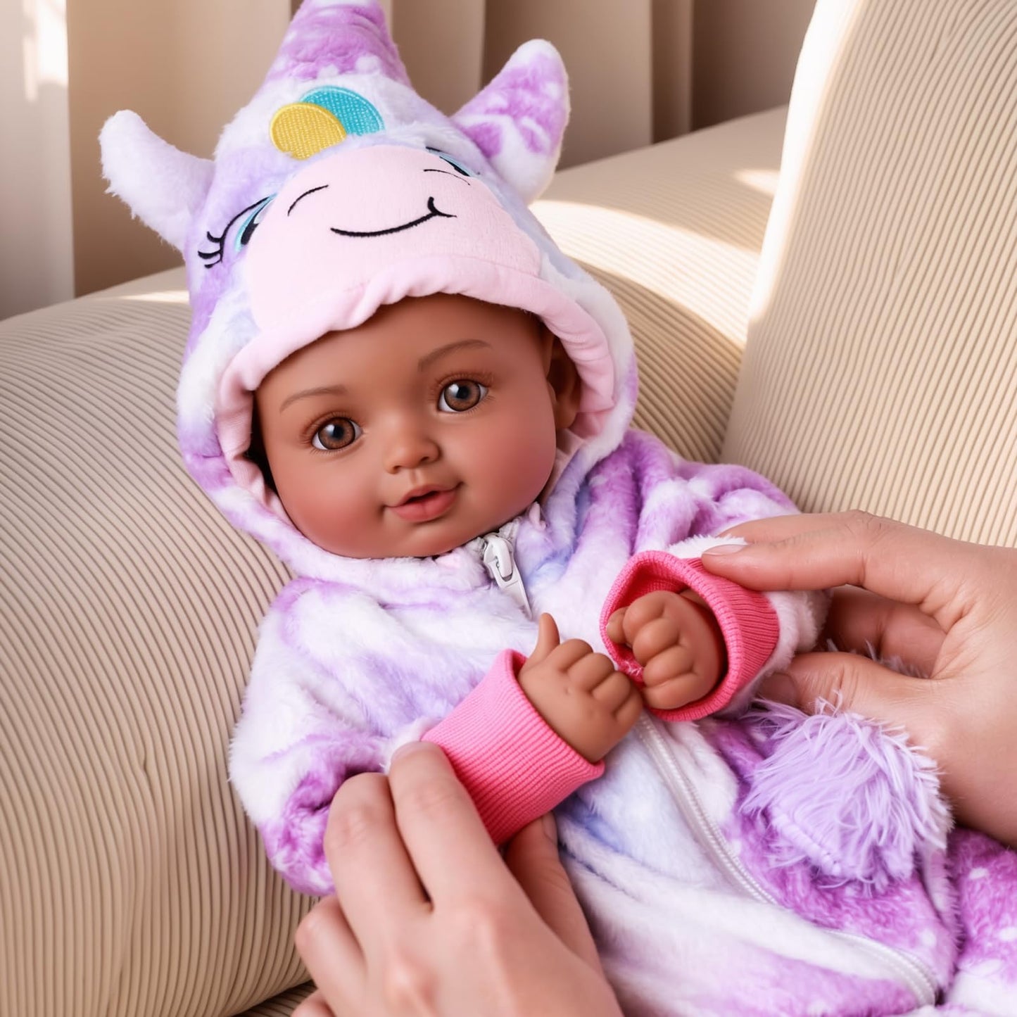 BABESIDE Black 15-Inch Realistic Baby Doll with Accessories – Soft Body, Gift-Ready