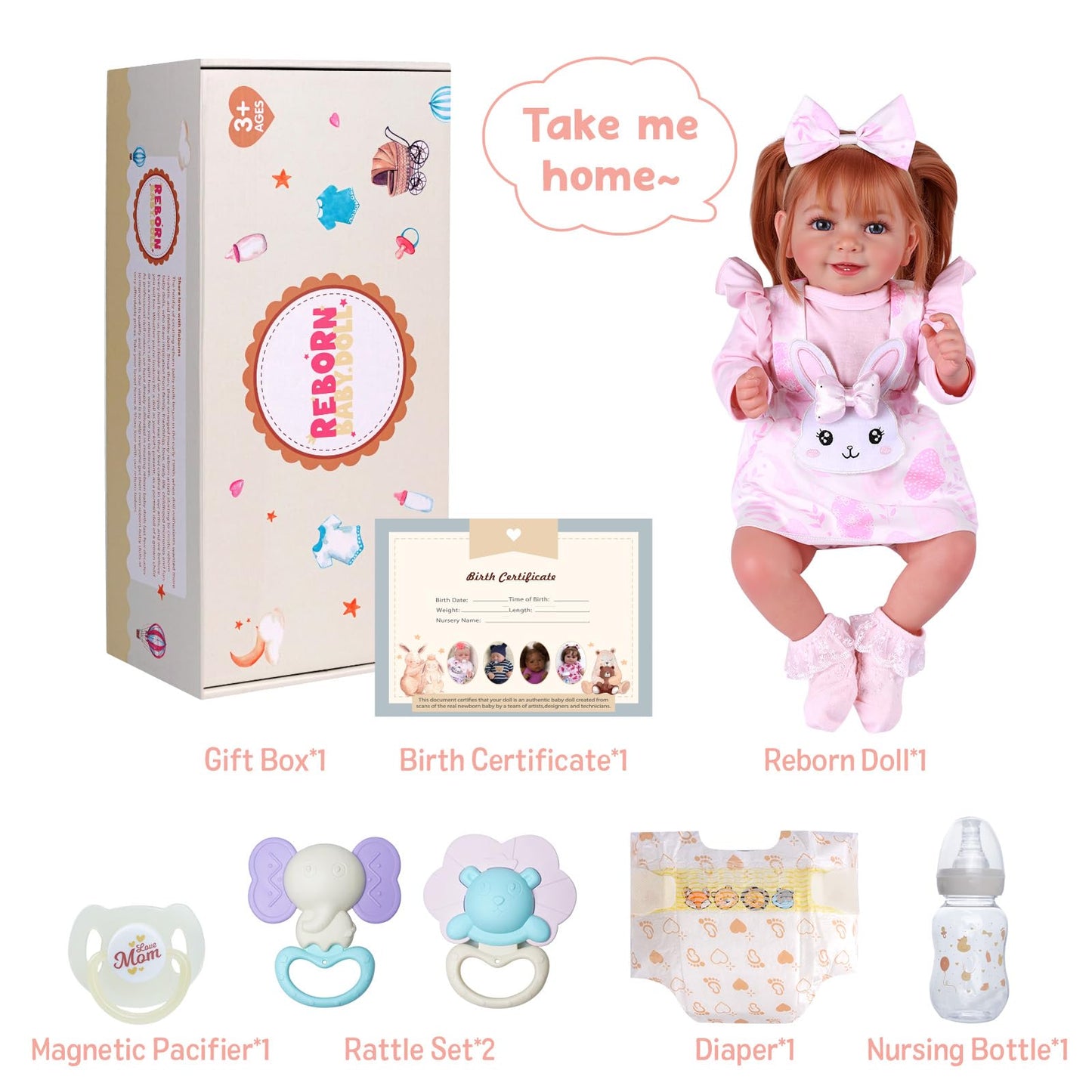 BABESIDE Doreen 20-Inch Lifelike Reborn Baby Doll – Realistic Soft Body with Feeding Accessories | For Kids 3+