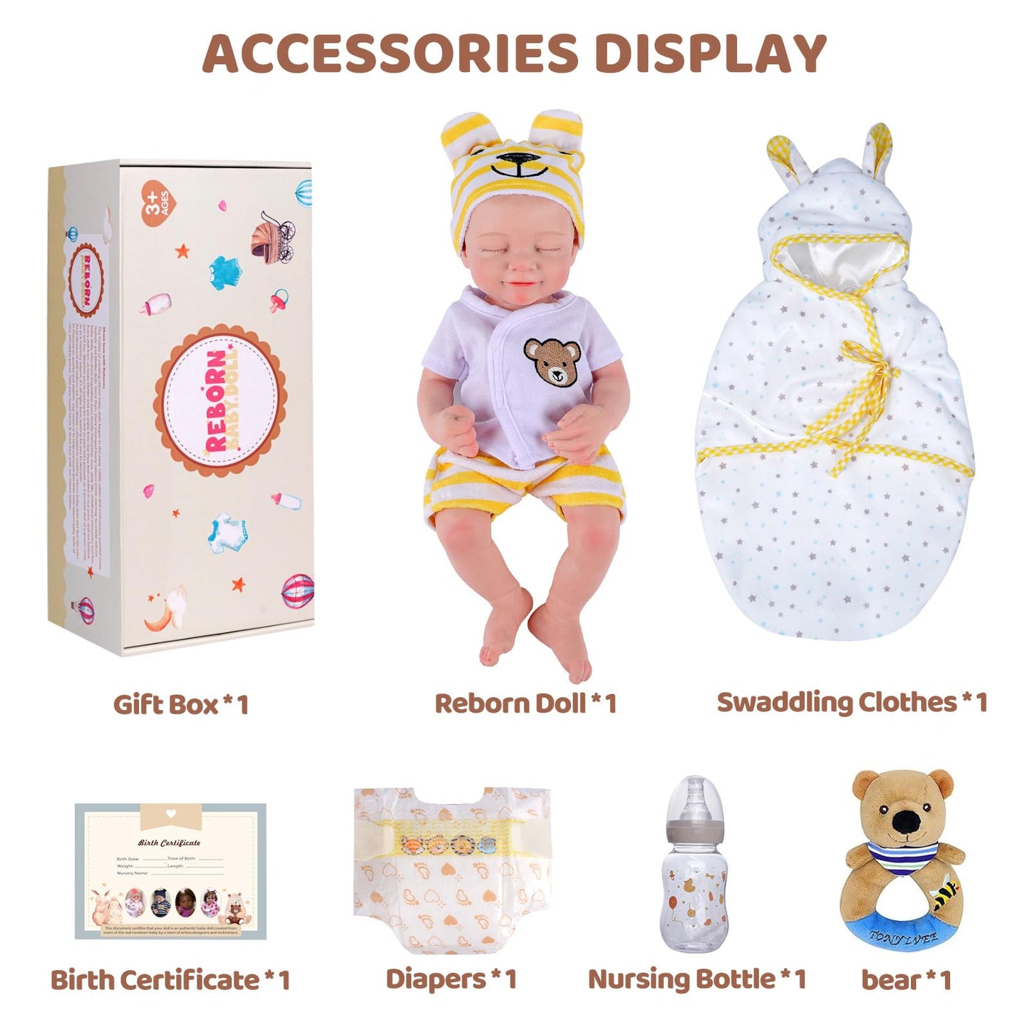 BABESIDE Lifelike Reborn Doll 16'' – Platinum Silicone, Realistic Newborn Girl