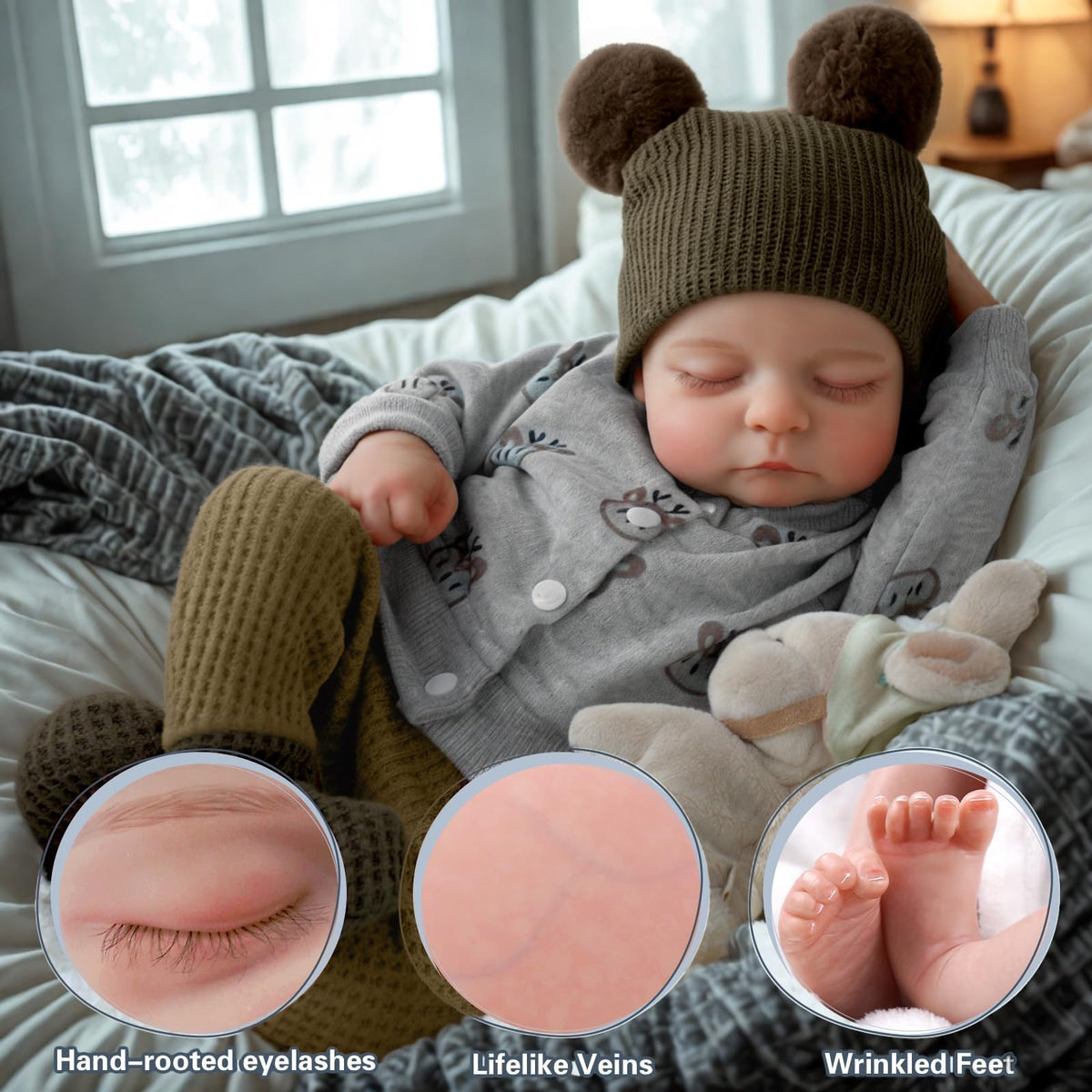 BABESIDE Lifelike Reborn Baby Doll Boy, 17-Inch Poseable Full Vinyl – Realistic Newborn with Gift Set