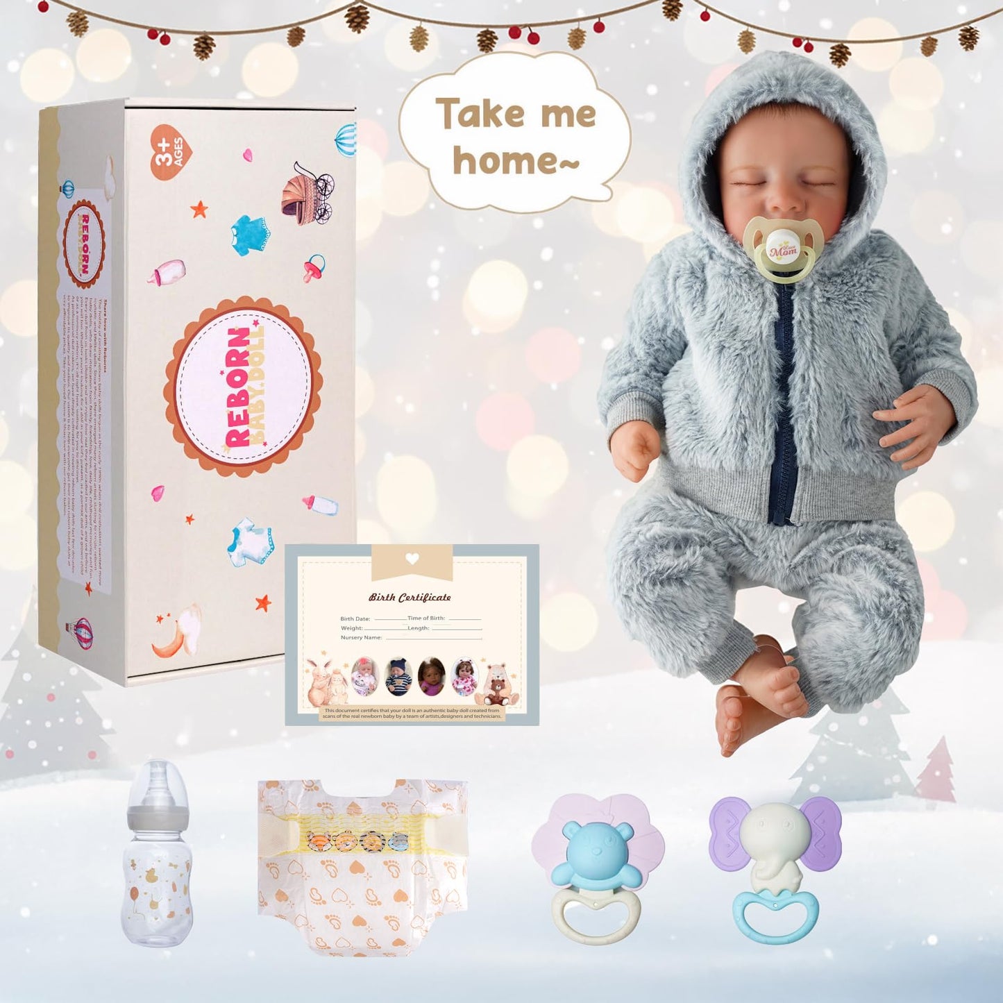 BABESIDE Lifelike Reborn Baby Dolls Boys – 17-Inch Realistic Newborn Vinyl Doll with Gift Box