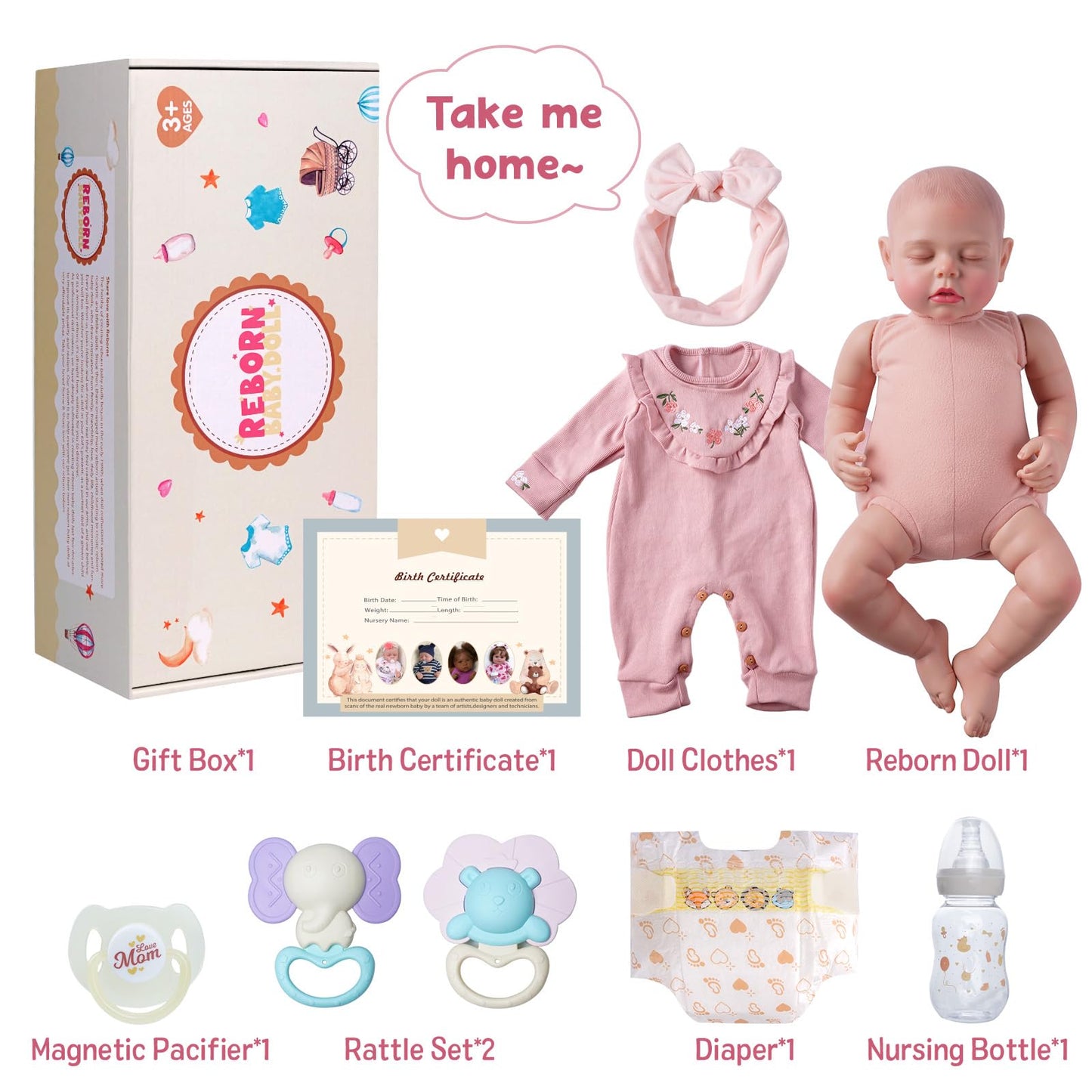 BABESIDE Lifelike Reborn Baby Doll – 20-Inch Realistic Newborn with Gift Box