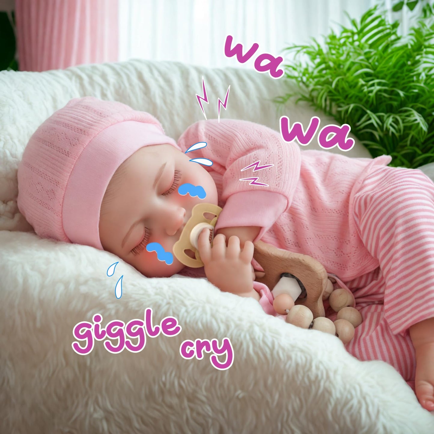 BABESIDE Realistic 20-Inch Loulou Baby Doll with Heartbeat and Crying Babbling Voice