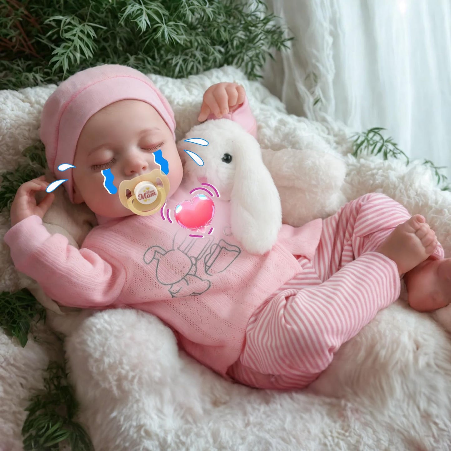 BABESIDE Realistic 20-Inch Loulou Baby Doll with Heartbeat and Crying Babbling Voice