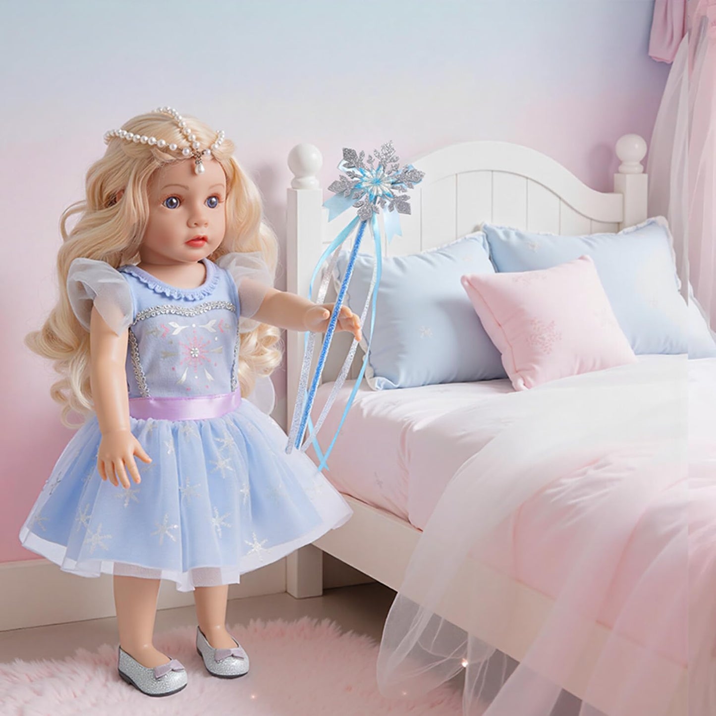 BABESIDE American 16-Inch Ice & Snow Magic Doll – Princess Dress, Wand & Accessory Kit
