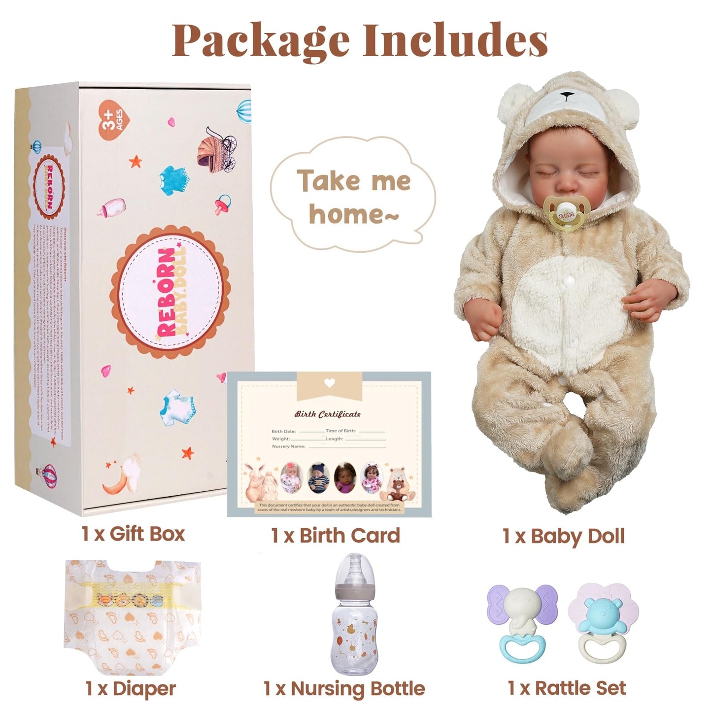 BABESIDE Lifelike Reborn Baby Boy Doll - 17-Inch Soft Body Realistic Newborn Vinyl
