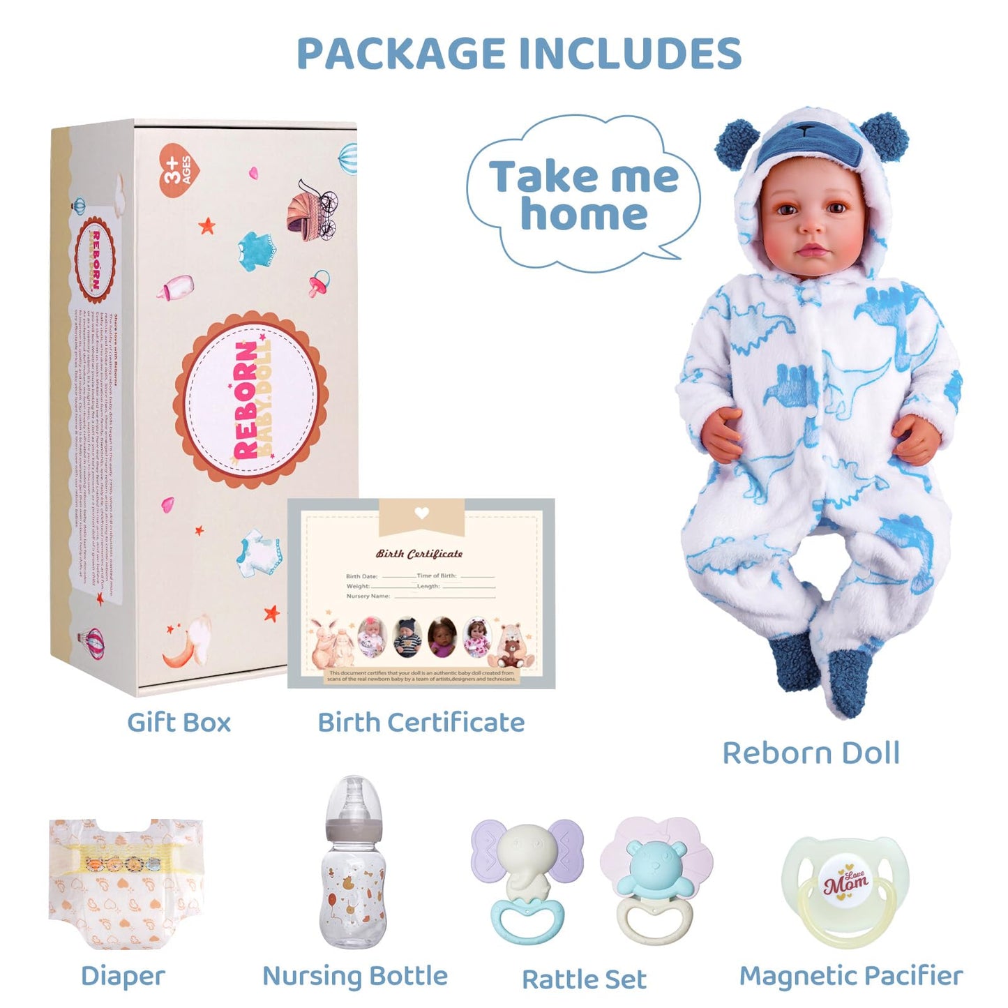 BABESIDE Lifelike Reborn Boy Doll – 20-Inch Poseable Realistic Vinyl & Cloth