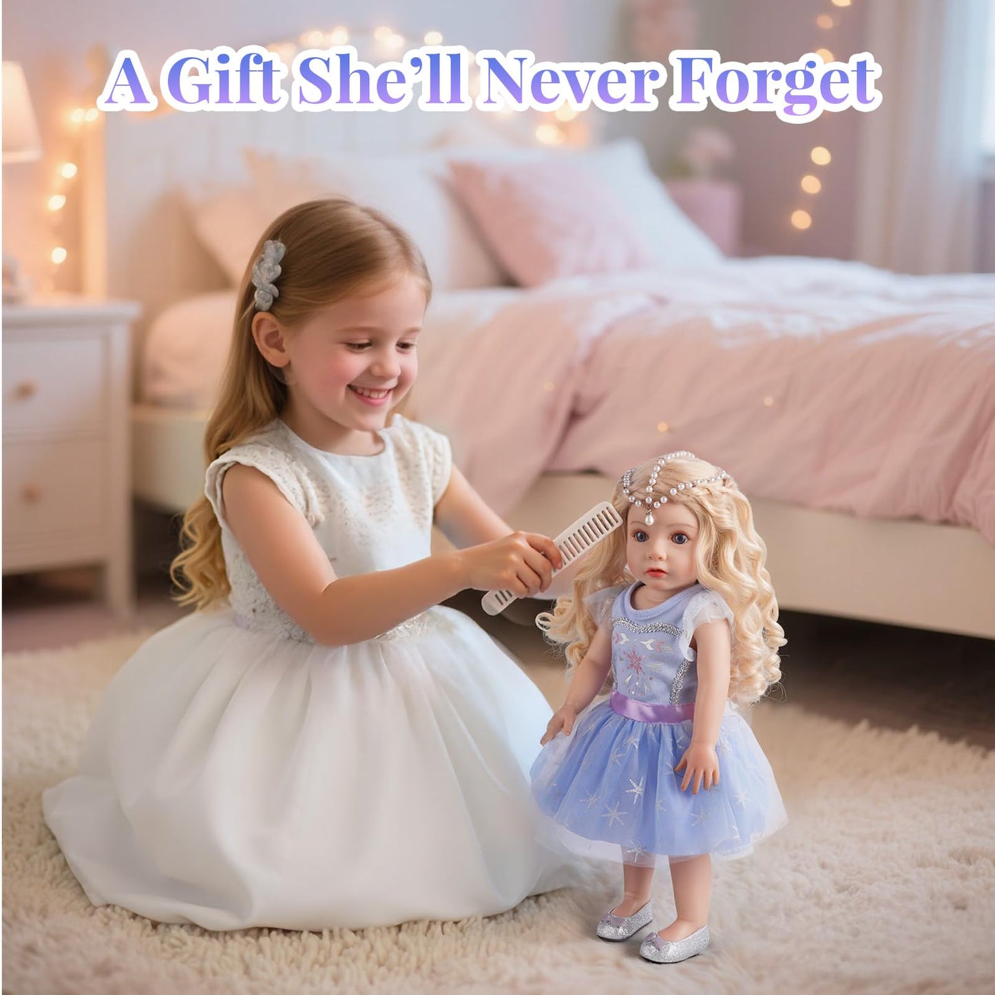 BABESIDE American 16-Inch Ice & Snow Magic Doll – Princess Dress, Wand & Accessory Kit