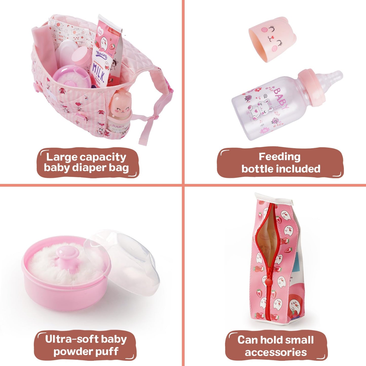 BABESIDE 9 Pcs Reborn Doll Accessories Set for 17-22 Inch Dolls — Feeding & Care Kit